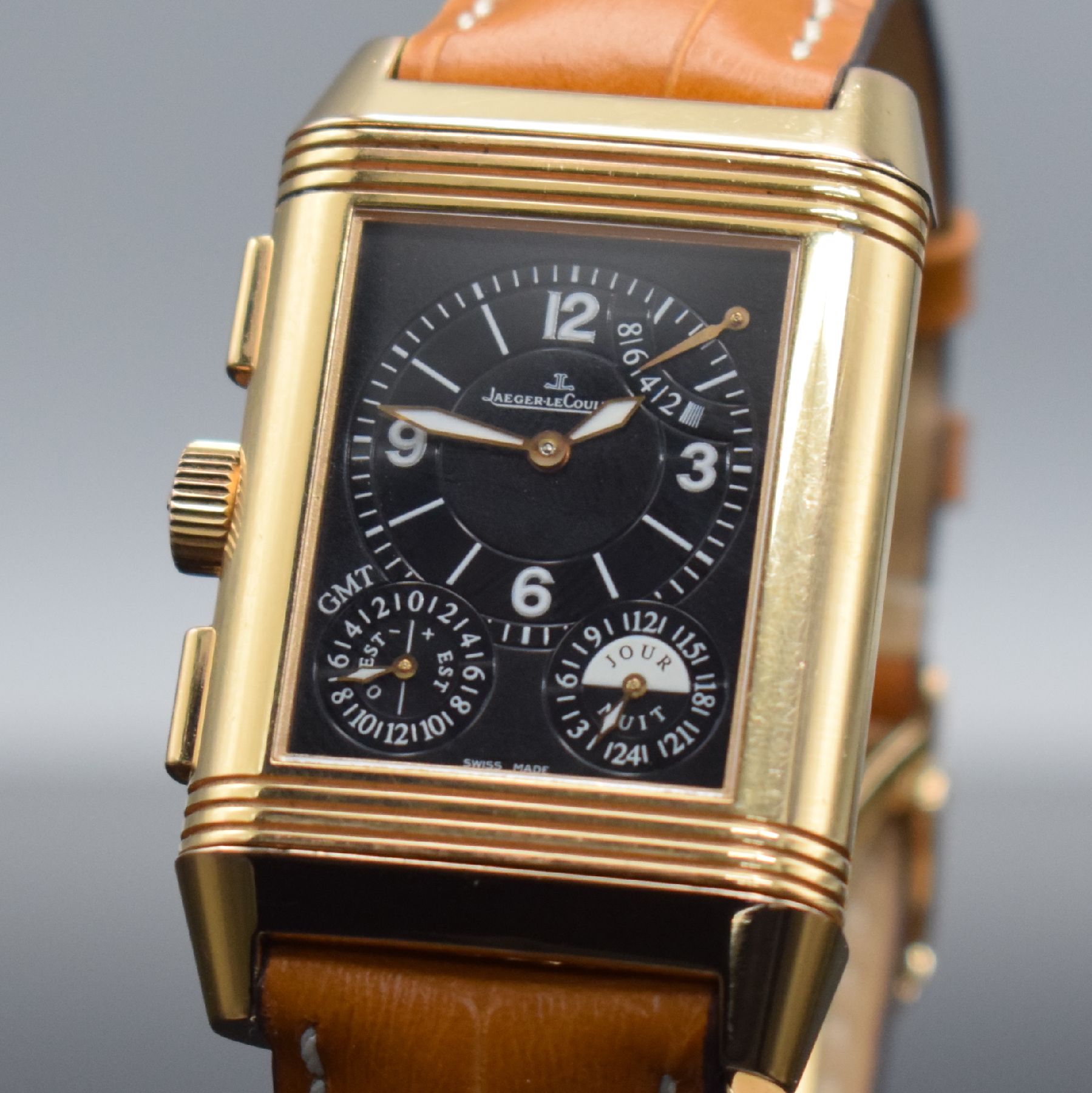Detail g: Jaeger-LeCoultre Herrenarmbanduhr Reverso Grande GMT in Rosegold 750/000 Referenz Q3022420 / 240.218, Handaufzug, beids. vergl., um 180 Grad drehb. ...