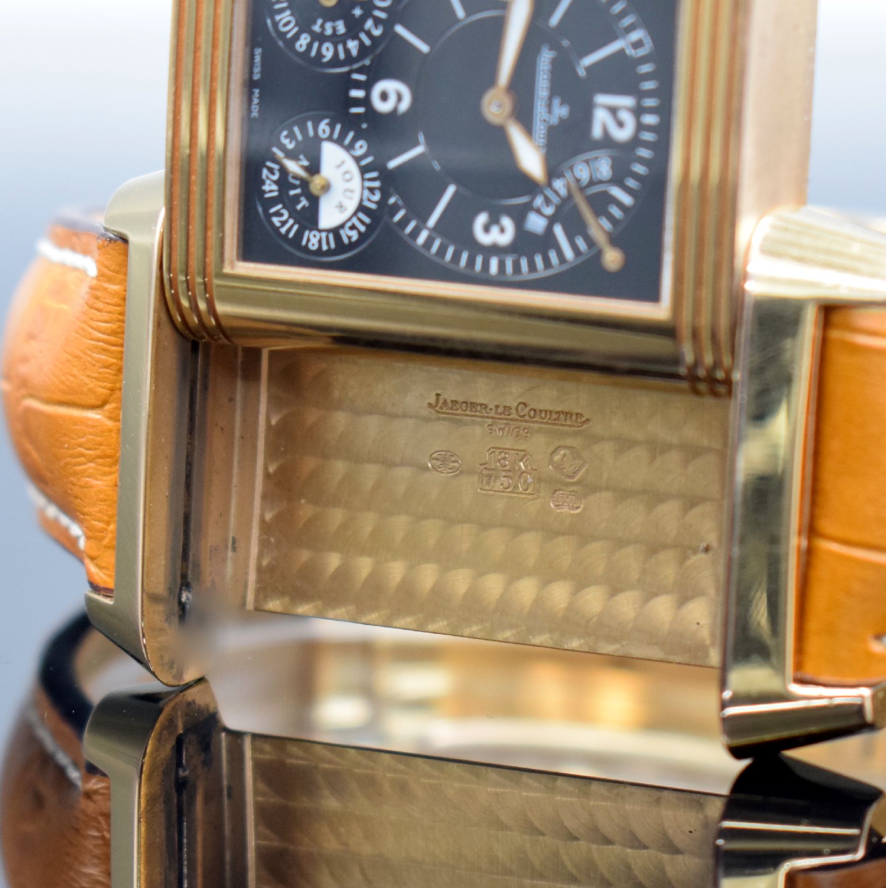 Detail h: Jaeger-LeCoultre Herrenarmbanduhr Reverso Grande GMT in Rosegold 750/000 Referenz Q3022420 / 240.218, Handaufzug, beids. vergl., um 180 Grad drehb. ...