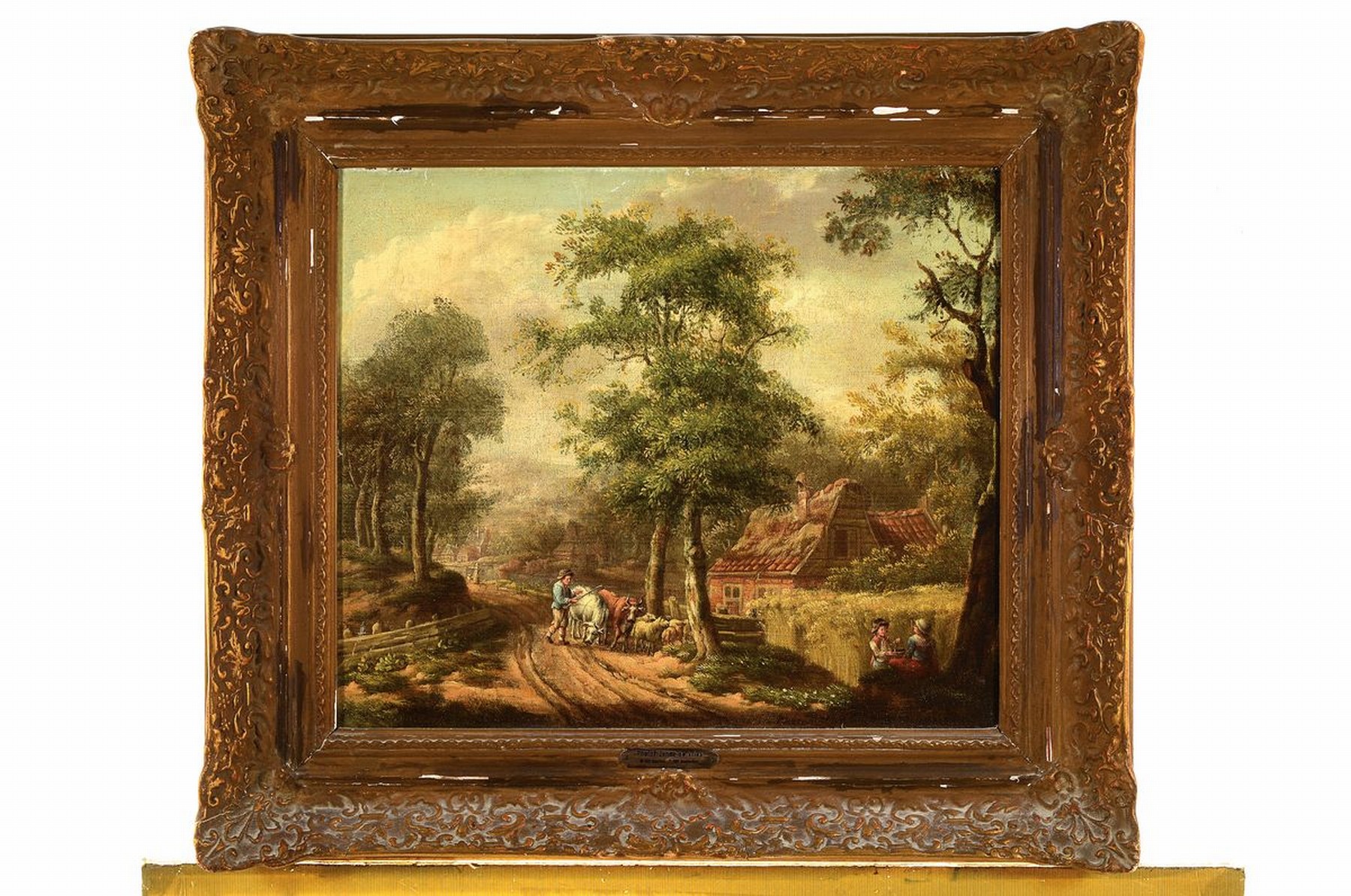 Detail k: Roelof Jansz. van Vries, um 1630 Haarlem - 1681/88 Amsterdam, Bäuerliche Landschaft mit Hirte und Tieren und Figurenstaffage, krakeliert und ...