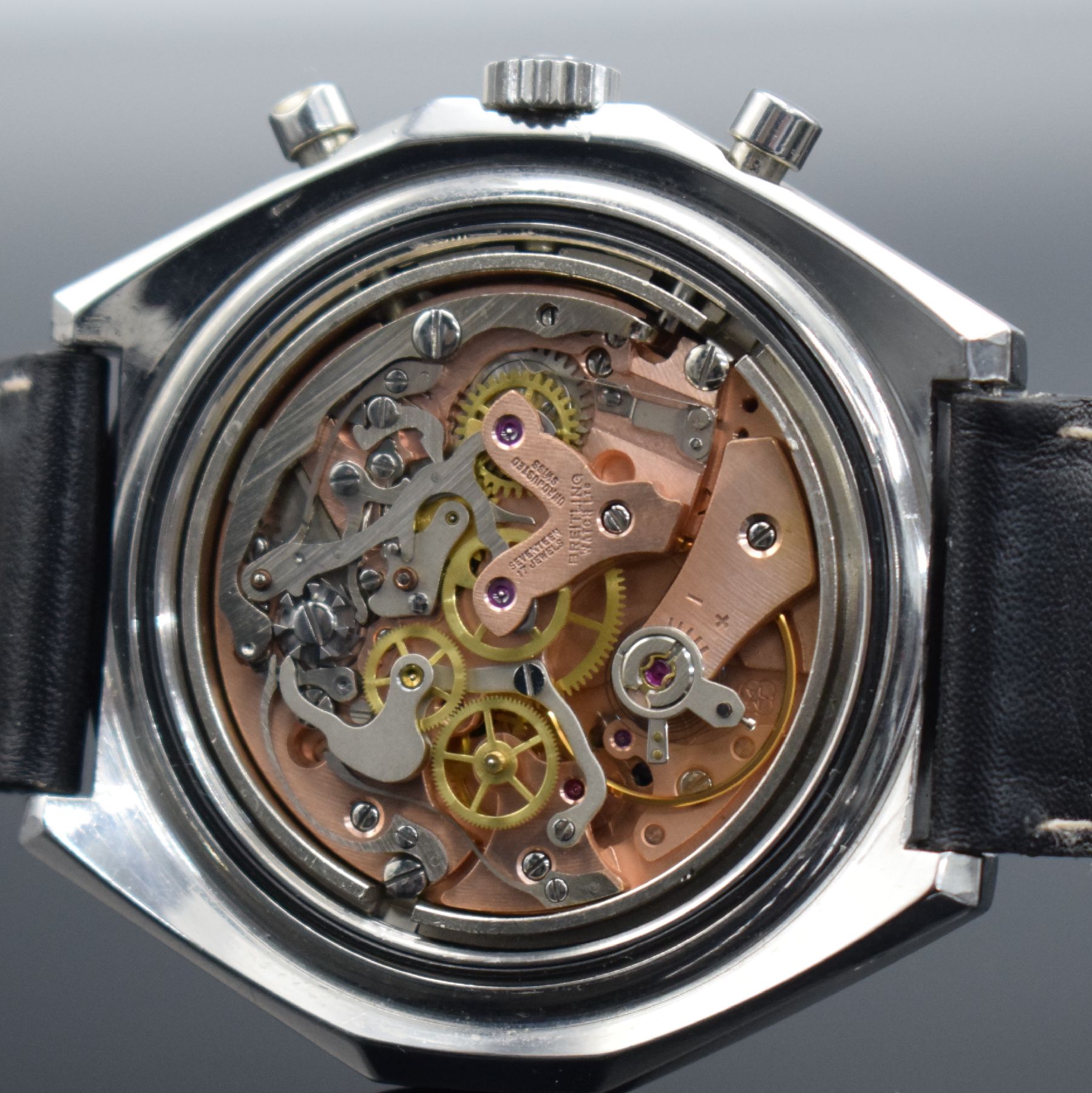 Detail j: BREITLING Schaltradchronograph Navitimer, Handaufzug, Schweiz um 1967, Ref. 0816, Edelstahl, verschr. Boden ber., Außenkranz zur Zahlenkoordination ...