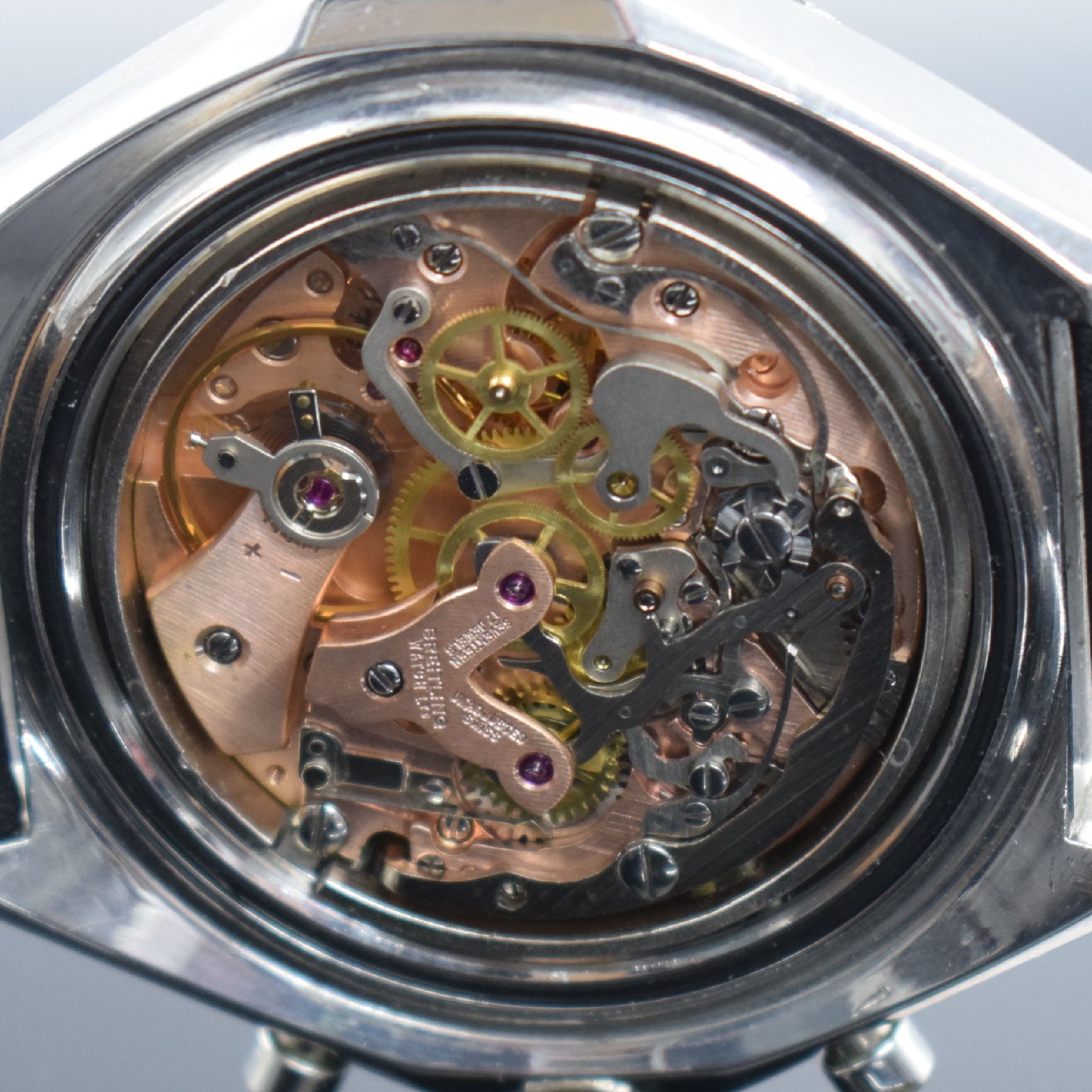 Detail k: BREITLING Schaltradchronograph Navitimer, Handaufzug, Schweiz um 1967, Ref. 0816, Edelstahl, verschr. Boden ber., Außenkranz zur Zahlenkoordination ...