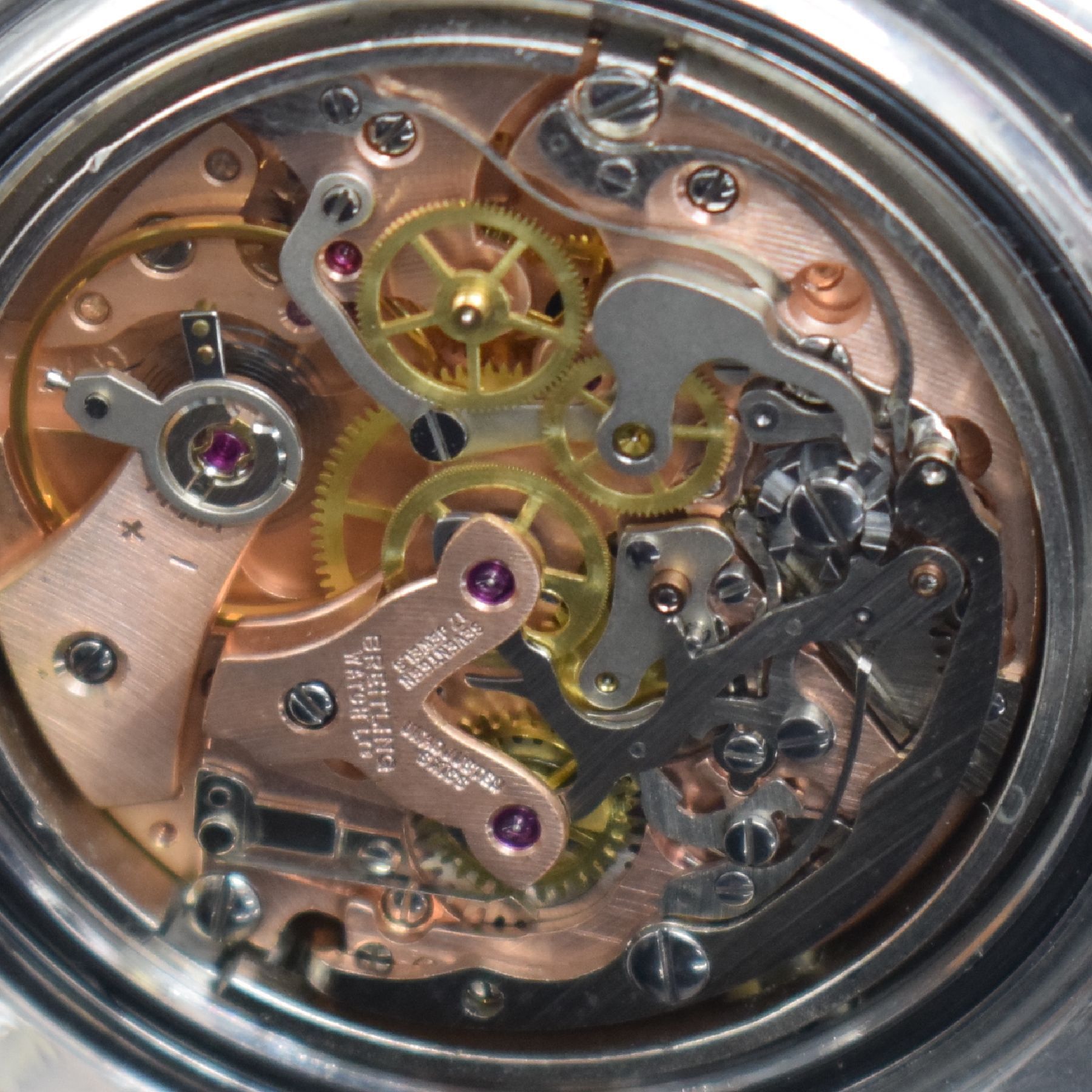 Detail l: BREITLING Schaltradchronograph Navitimer, Handaufzug, Schweiz um 1967, Ref. 0816, Edelstahl, verschr. Boden ber., Außenkranz zur Zahlenkoordination ...