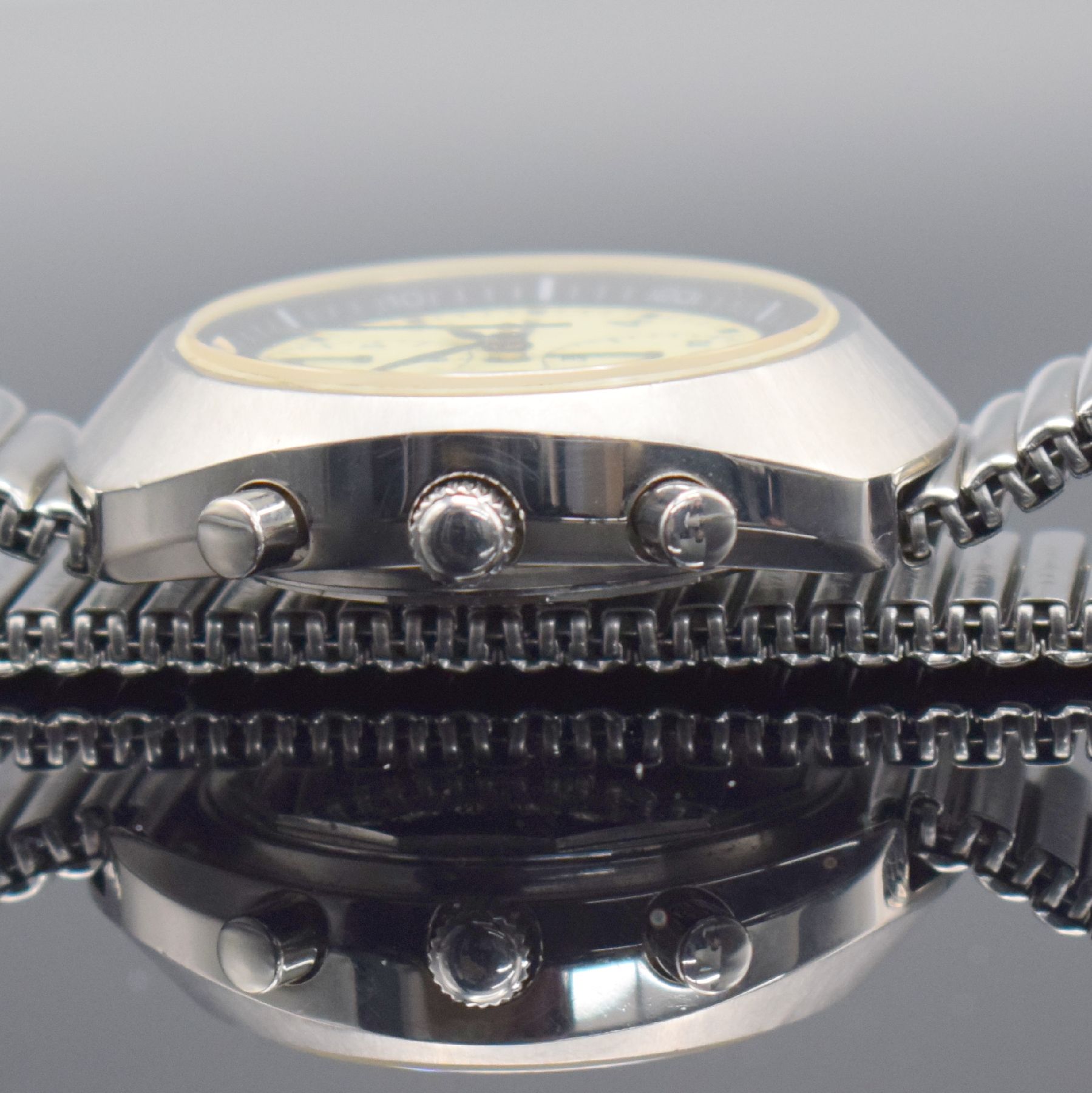 Detail d: CHRONOSPORT seltener Armbandchronograph, Automatik, Schweiz um 2004, Edelstahlgeh. inkl. neutr. Flexband, Boden & Krone bei 9 verschr., ...