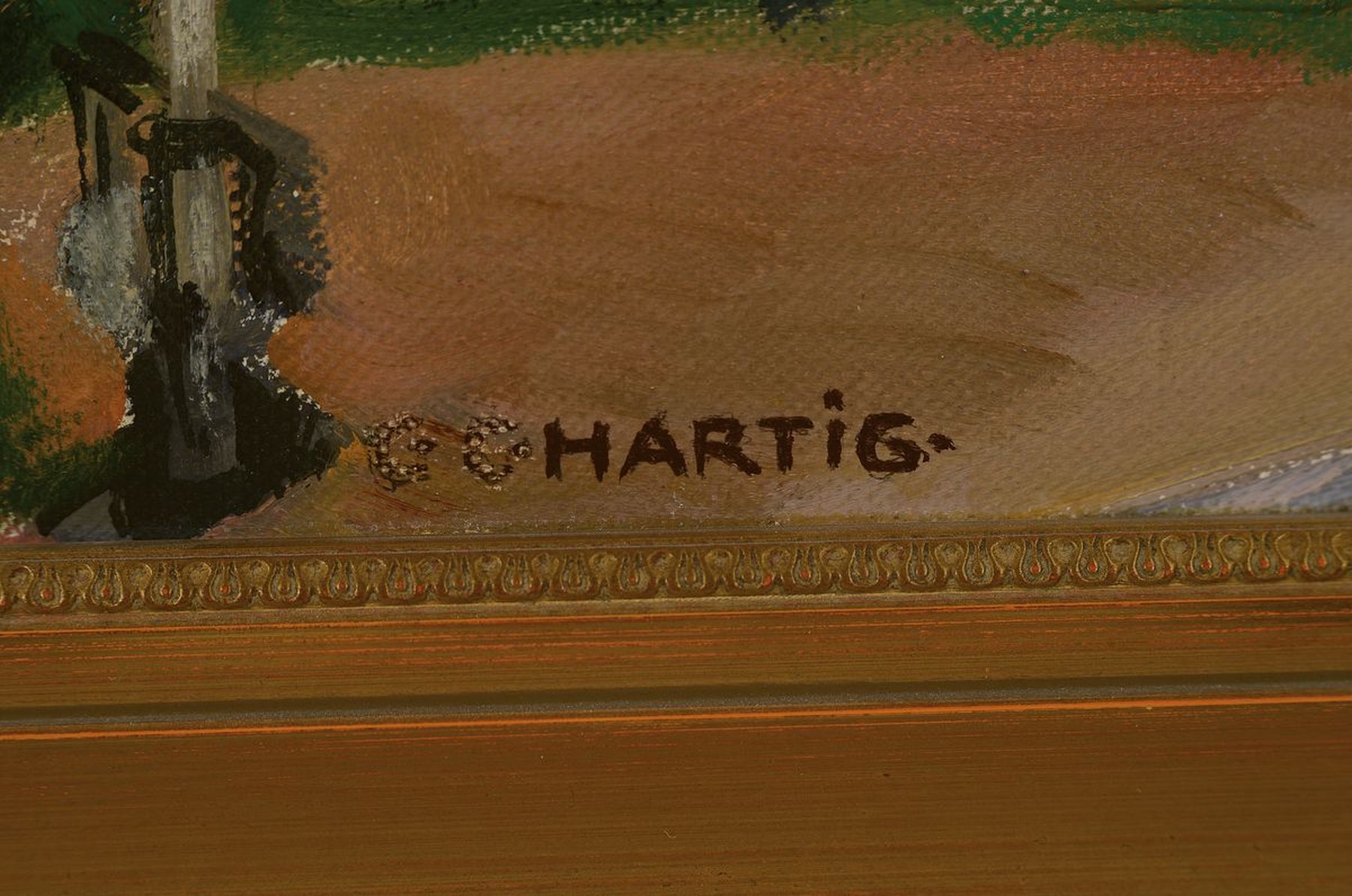 Detail a: Carl Christoph Hartig, 1888 Davos - 1975 Düsseldorf, Studium an der Düsseldorfer Akademie, ab 1906 in Weimar, hier Bahnübergang mit Blick auf den ...