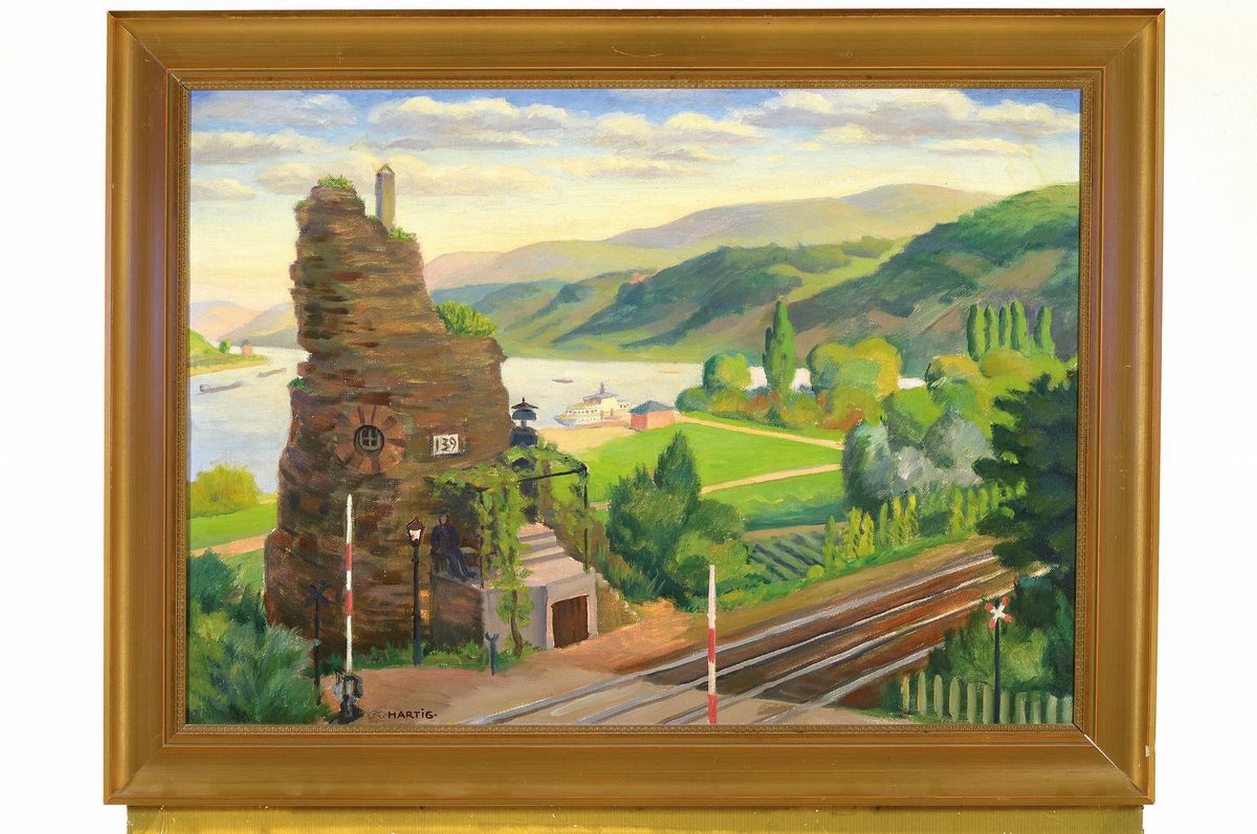 Detail k: Carl Christoph Hartig, 1888 Davos - 1975 Düsseldorf, Studium an der Düsseldorfer Akademie, ab 1906 in Weimar, hier Bahnübergang mit Blick auf den ...