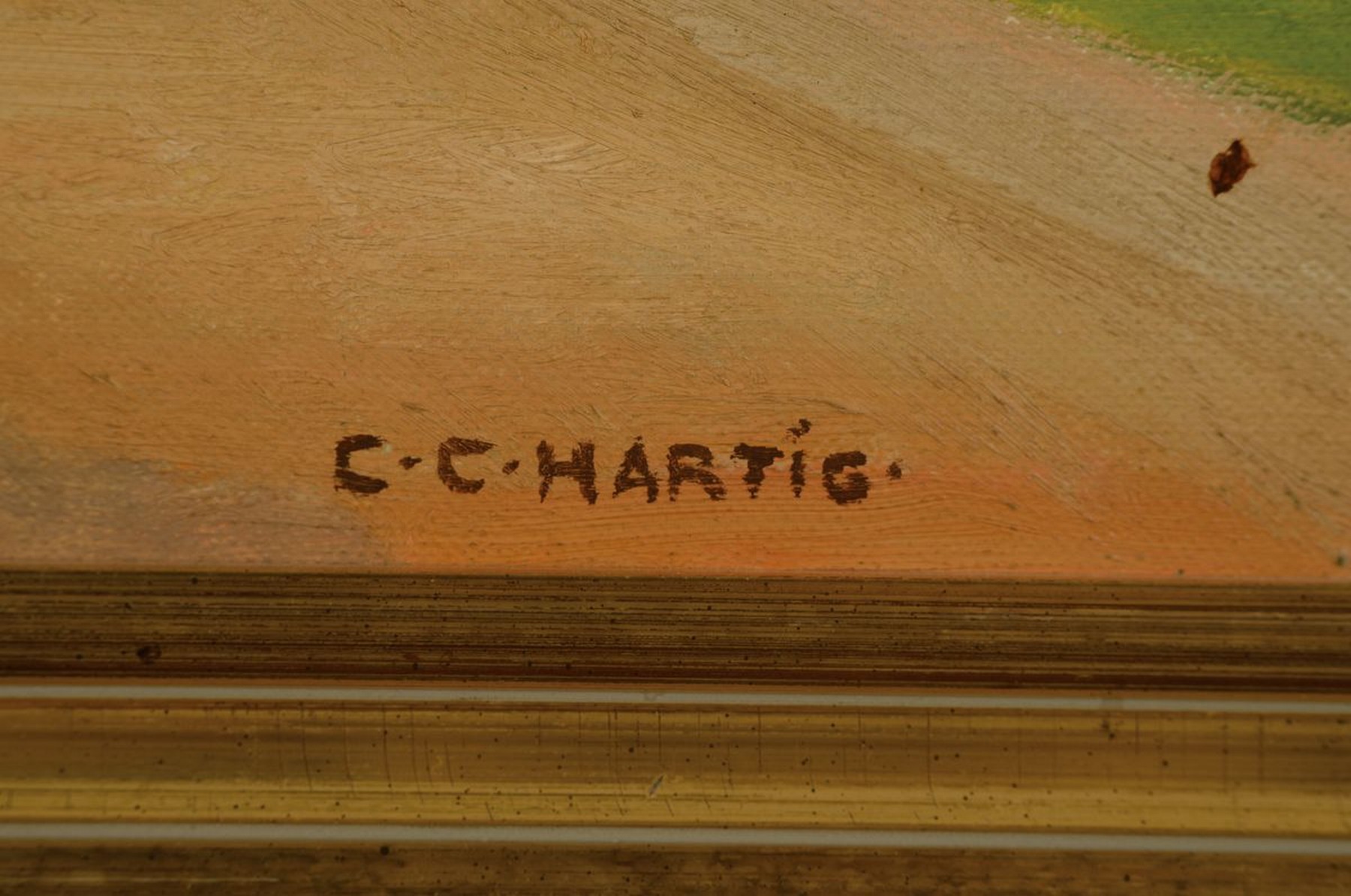 Detail a: Carl Christoph Hartig, 1888 Davos - 1975 Düsseldorf, Studium an der Akademie Düsseldorf, ab 1906 in Weimar, Landschaft mit Wingert und Ruine, ...