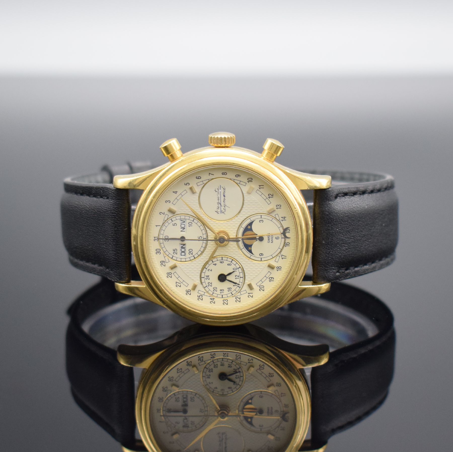 AUGUSTE RAYMOND limitierter Armbandchronograph mit Vollkalenderanzeige in GG 750/000, Automatik, Schweiz um 2000, auf 150 Stück lim. Sondermodell, ...