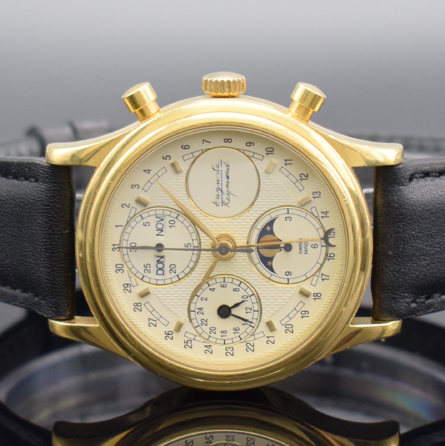 Detail a: AUGUSTE RAYMOND limitierter Armbandchronograph mit Vollkalenderanzeige in GG 750/000, Automatik, Schweiz um 2000, auf 150 Stück lim. Sondermodell, ...