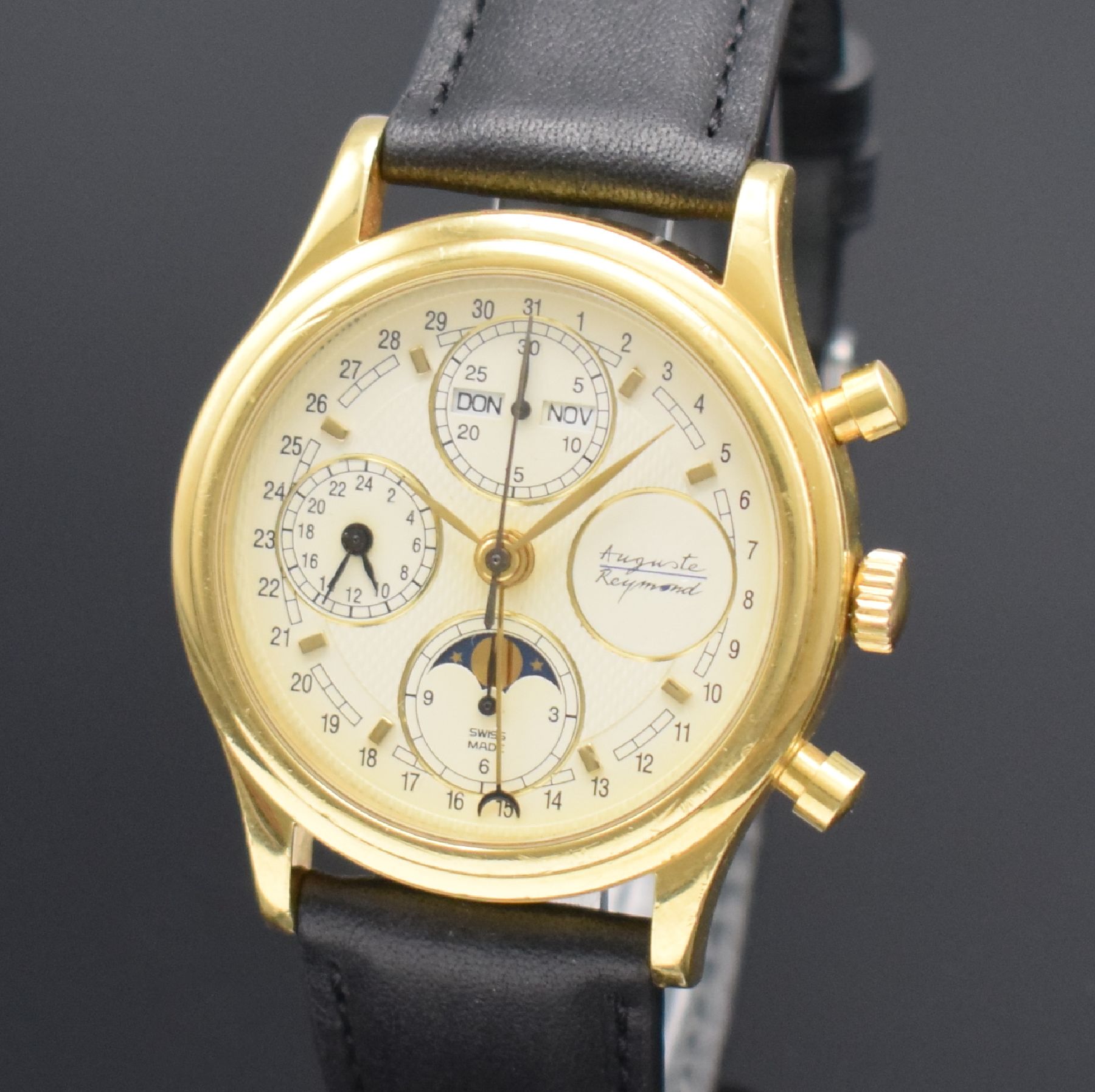 Detail c: AUGUSTE RAYMOND limitierter Armbandchronograph mit Vollkalenderanzeige in GG 750/000, Automatik, Schweiz um 2000, auf 150 Stück lim. Sondermodell, ...