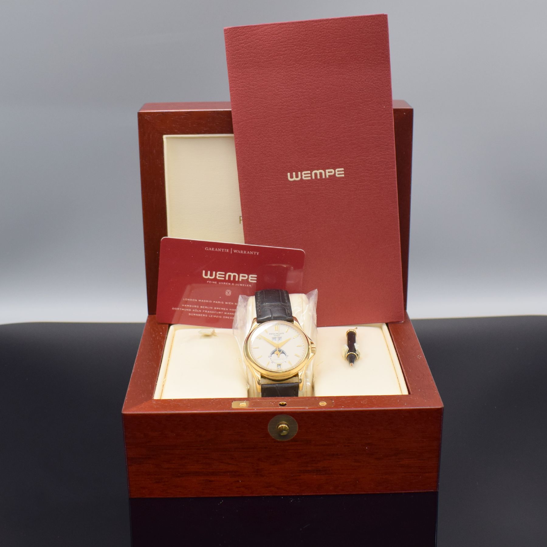 Detail n: PATEK PHILIPPE hochfeiner und extrem seltener, astronomischer Jahreskalender Sondermodell Wempe W125 Referenz 5125J-001 in GG 750/000,Automatik, ...