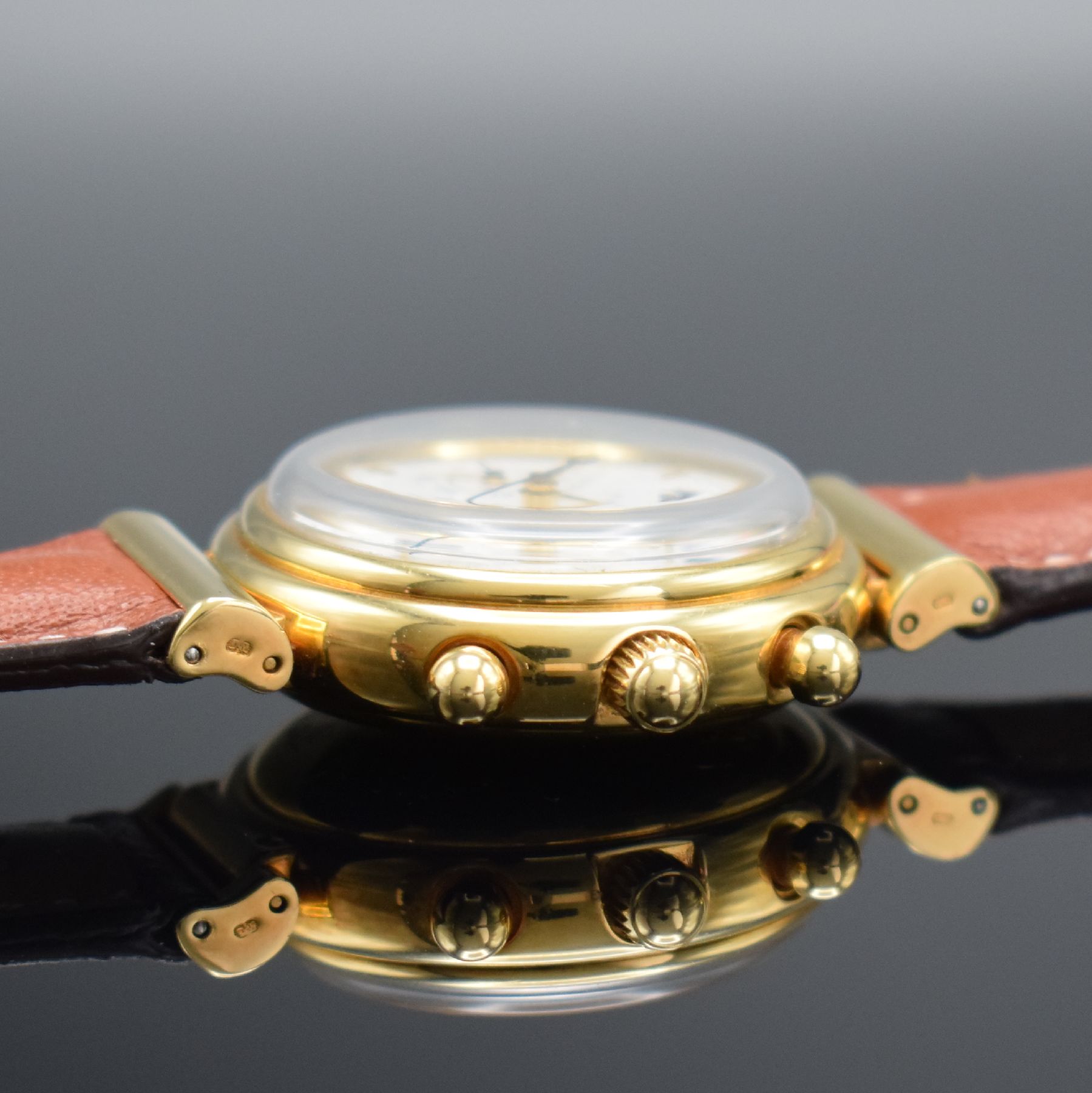 Detail f: IWC feiner astronomischer Armbandchronograph Modell Da Vinci mit ewigem Kalender Referenz 3750 in GG 750/000, Automatik, Lederband m. orig. Dornschl. ...
