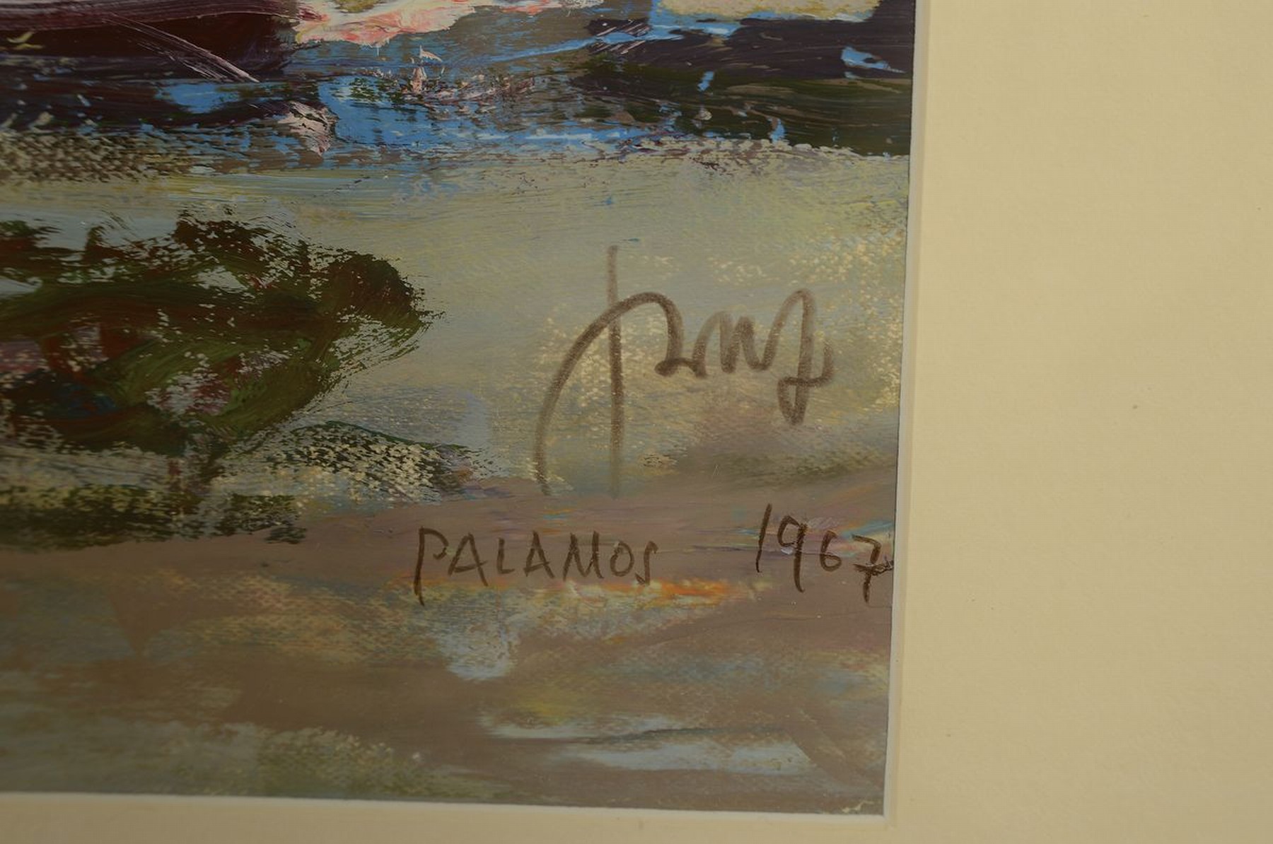 Detail a: Karl Graf, 1902-1986 Speyer, Fischer vor Großstadtkulisse, Öl/Papier, rechts unten signiert und bez.: Palamis 1967, ca. 63x82cm, PP, u.Gl., R. ca. ...