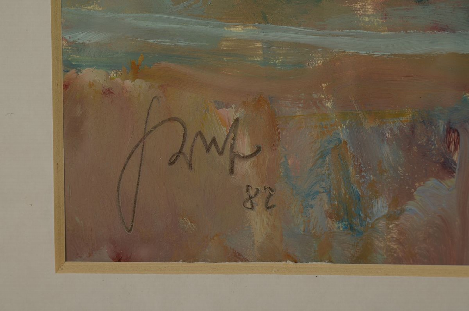 Detail a: Karl Graf, 1902-1986 Speyer, Frau an der offenen Balkontür, Öl/Papier, links unten signiert, ca. 82x62cm, PP, u.Gl., R. ca. 109x83cm