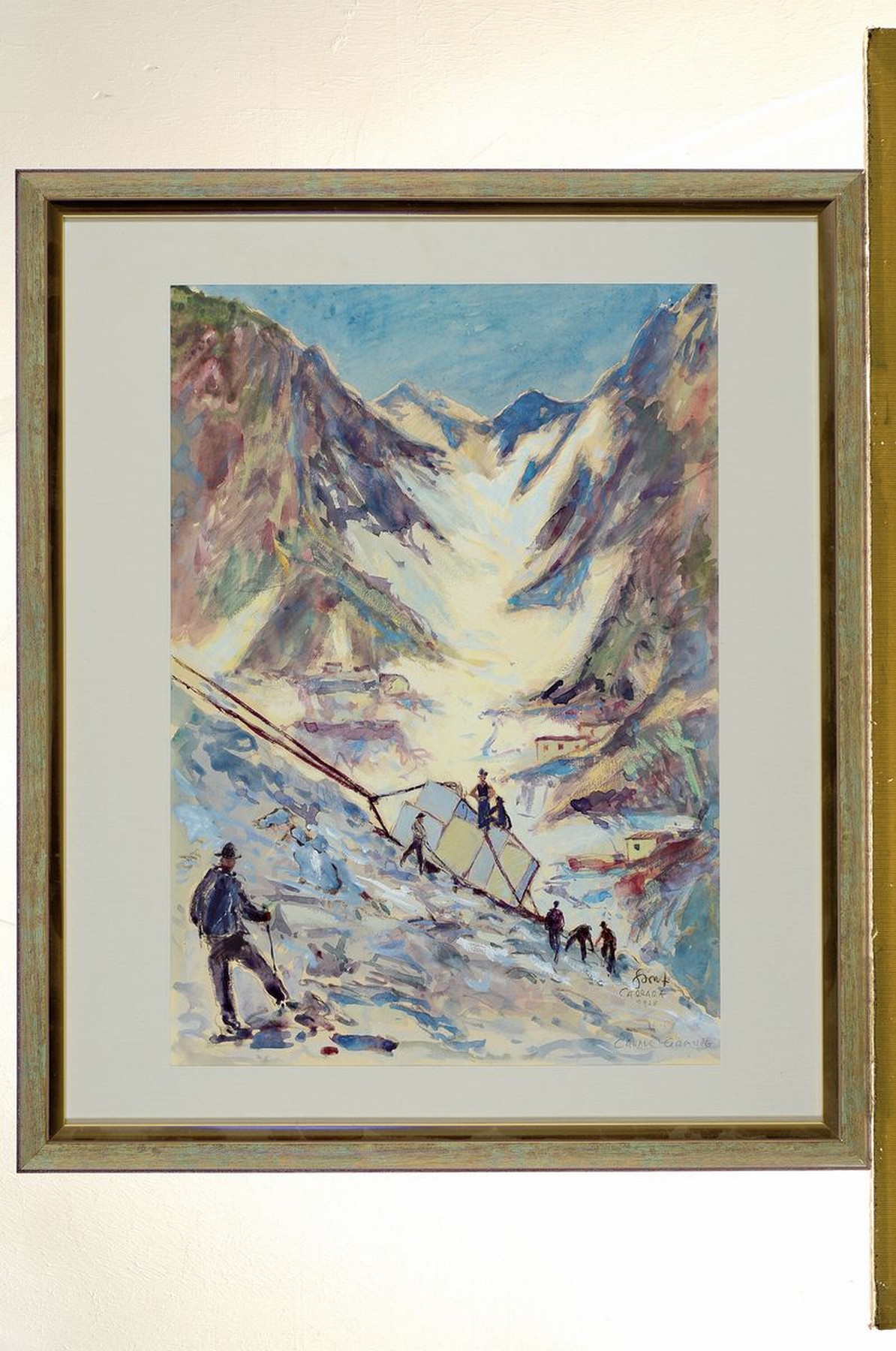 Detail k: Karl Graf, 1902-1986 Speyer, Im Steinbruch von Carrara, Aquarell auf Papier, rechts unten signiert und bez.: Carrara 1928, Canale Grande, ca. ...