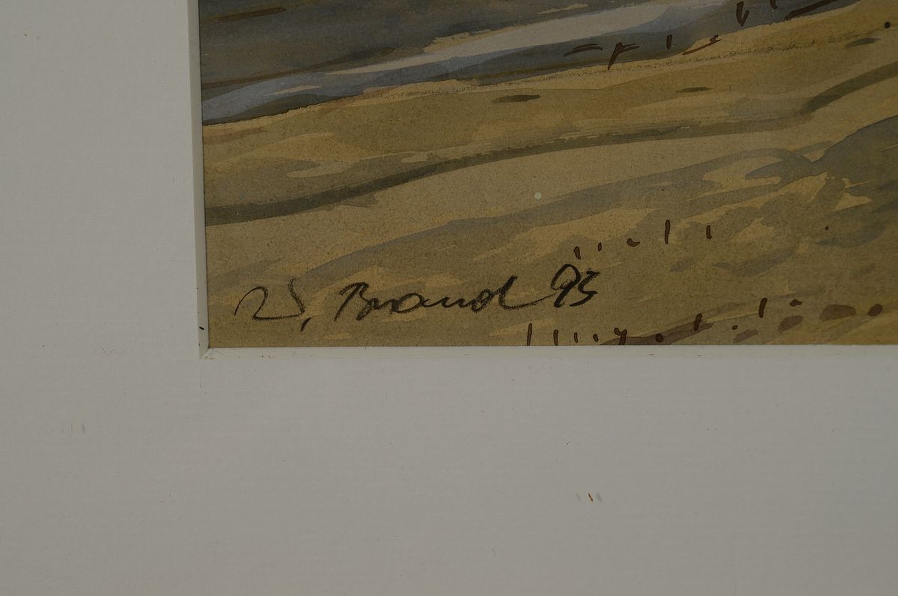 Detail g: Werner Brand, 1933 Löbau-2021 Hochstadt, Herbstlandschaft mit Fischerbooten am Strand, Aquarell auf Papier, links unten sign. und dat. 95, ca. ...