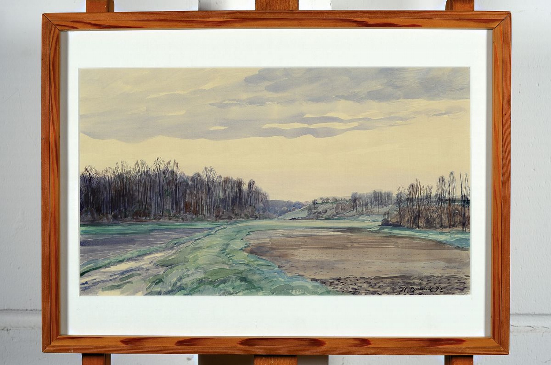 Detail k: Werner Brand, 1933 Löbau-2021 Hochstadt, Herbstlandschaft mit Wald und Wiese, Aquarell auf Papier, rechts unten sign. und dat. 92 ca. 27x45cm, PP, ...