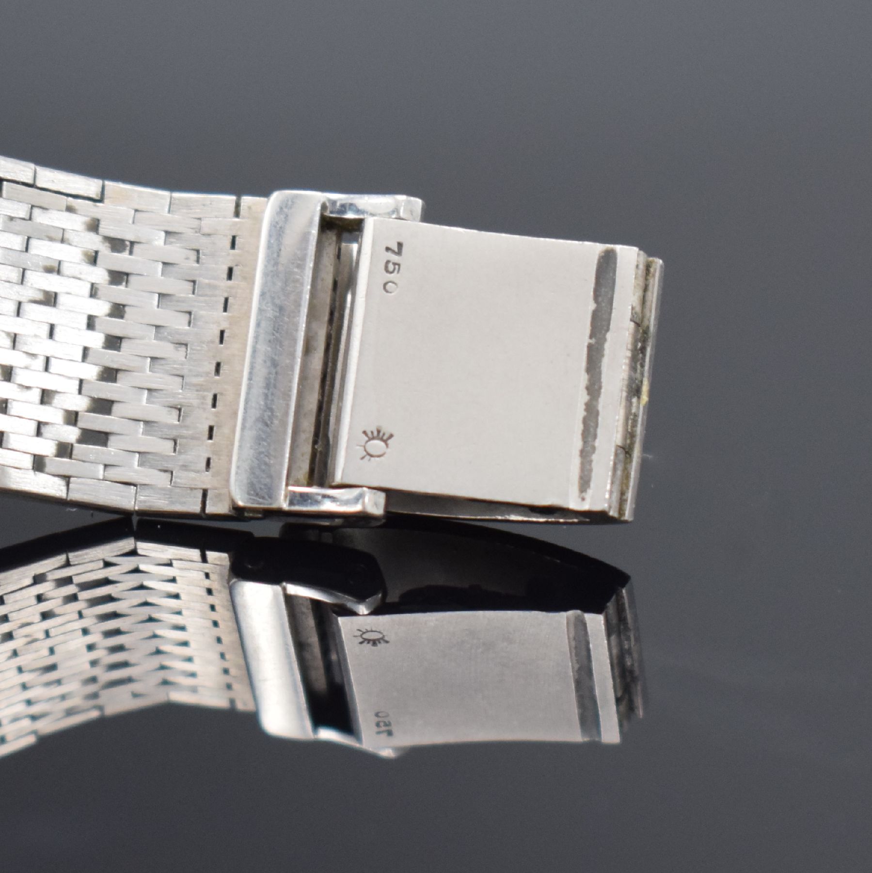 Detail g: IWC Herrenarmbanduhr Kaliber 8541 in WG 750/000 Referenz R 807 A mit original Goldband, Schweiz um 1965, Automatik, 2- teil. Geh., Boden gedr., ...