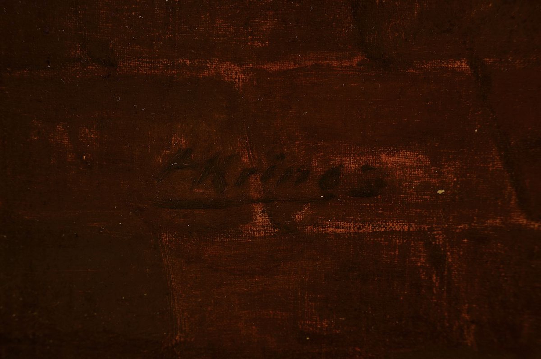 Detail a: Hugo Krings, 1878 Mönchengladbach-1954 Düsseldorf, In der niederländischen Stube, Frau am Spinnrad, Herr mit Pfeife, Öl/Lwd, links unten ...
