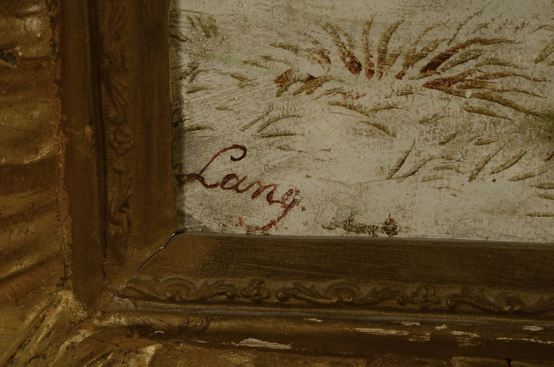 Detail a: Zuschreibung: Albert Lang, 1847 Karlsruhe-1933 München, Kutsche und Postkutsche vor einem Gasthaus in den verschneiten Bergen, versch. Personen ...