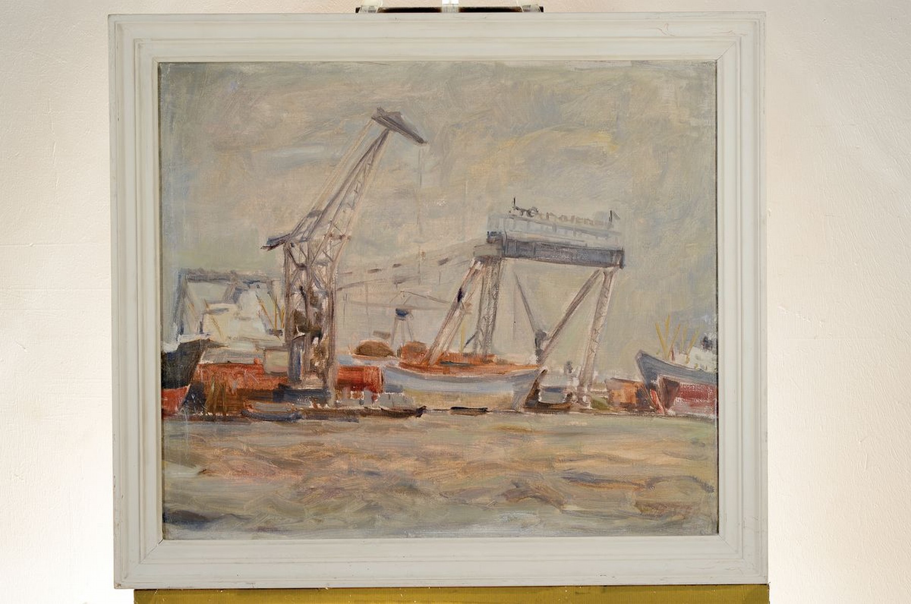 Detail k: Friedrich Oehler, 1921-2001, Blick in den Hamburger Hafen, Öl/Lwd, rechts unten signiert, ca. 60x70cm, R. ca. 70x80cm