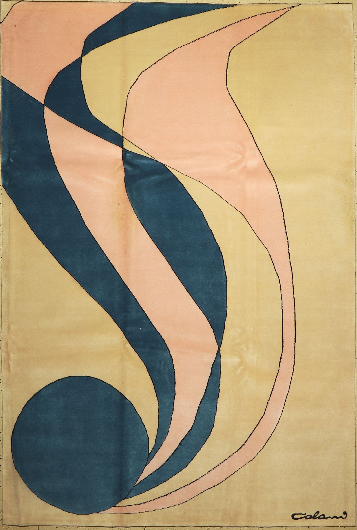 Colani fein Signiert, Indien, ca. 30 Jahre,Wolle auf Baumwolle, ca. 295 x 200 cm, EHZ: 2,(verschmutzt)