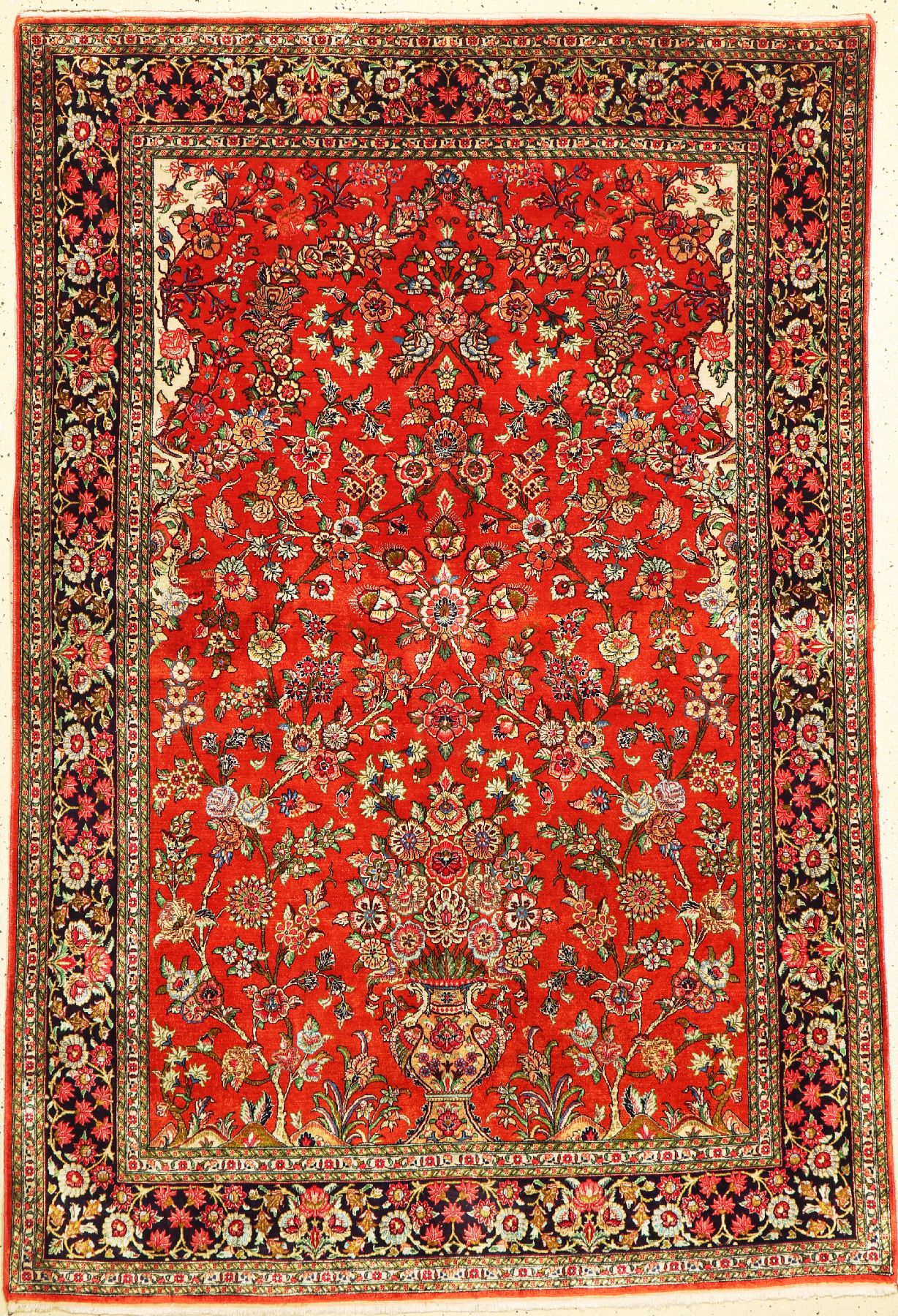 Ghom Seide, Persien, um 1940, reine Naturseide, ca. 200 x 140 cm, EHZ: 2-3