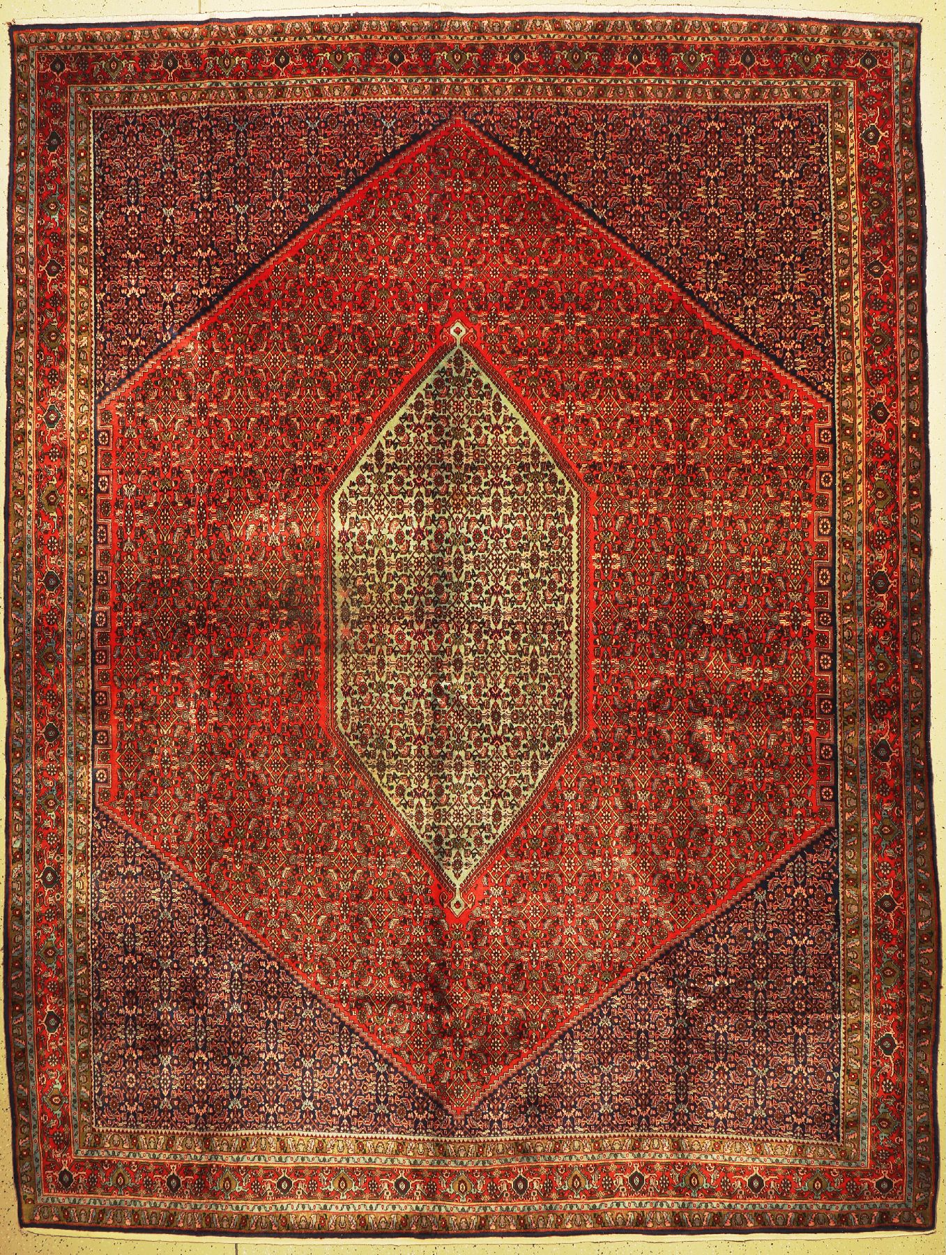 Bidjar Kork alt, Persien, um 1940, Korkwolle, ca. 406 x 301 cm, EHZ: 2, (Fleckig)
