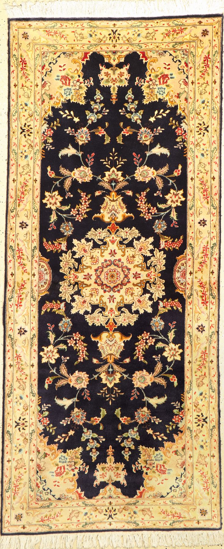 Täbriz fein(50 Raj), Persien, ca. 50 Jahre,Korkwolle mit Seide, ca. 192 x 80 cm, EHZ: 2
