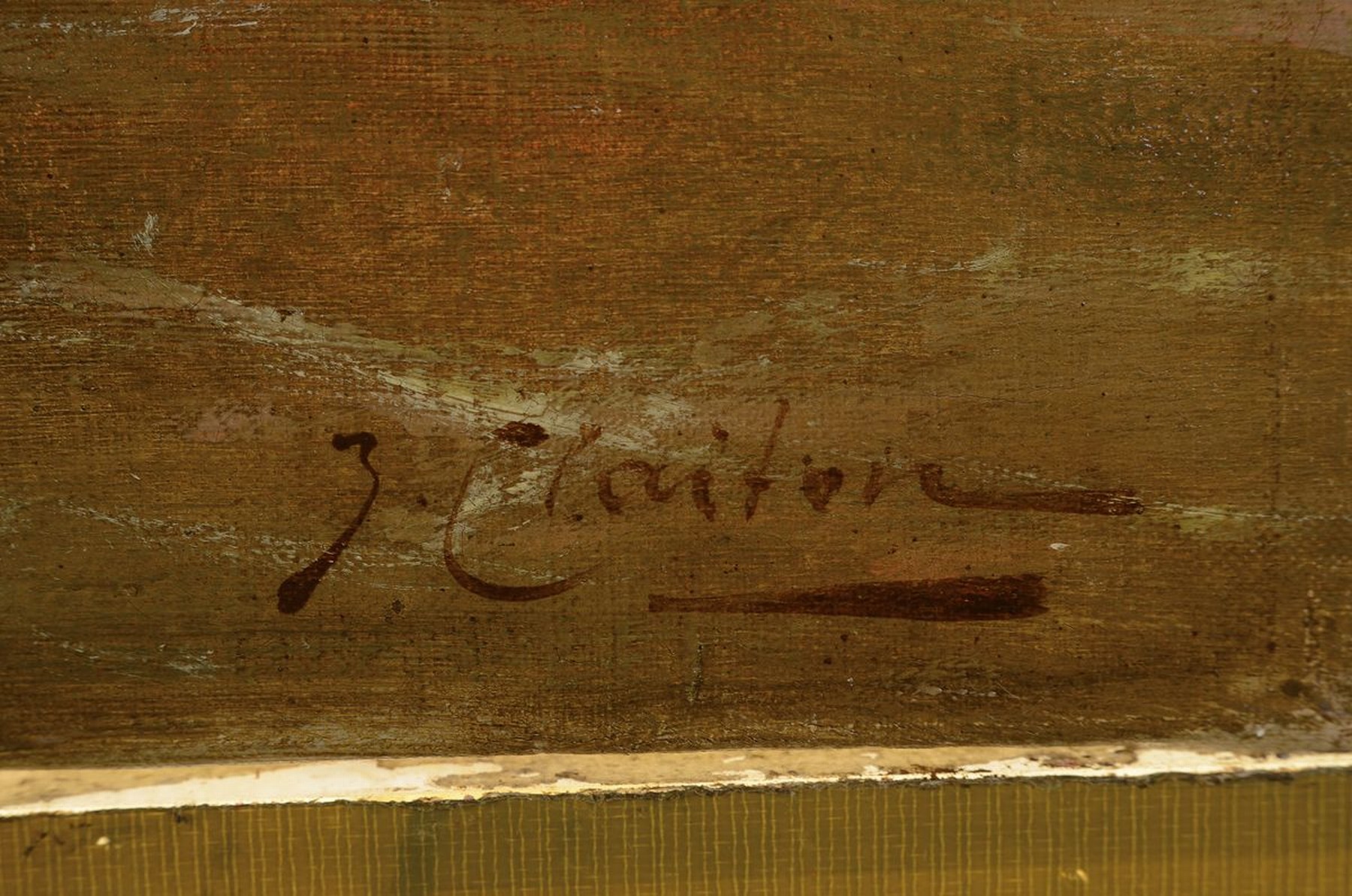 Detail a: J. Claiton, Pseudonym des Georg Fischhof, 1859-1914, Fischerboote bei aufziehendem Gewitter, Öl/Lwd, rechts unten signiert, ca. 37x58cm