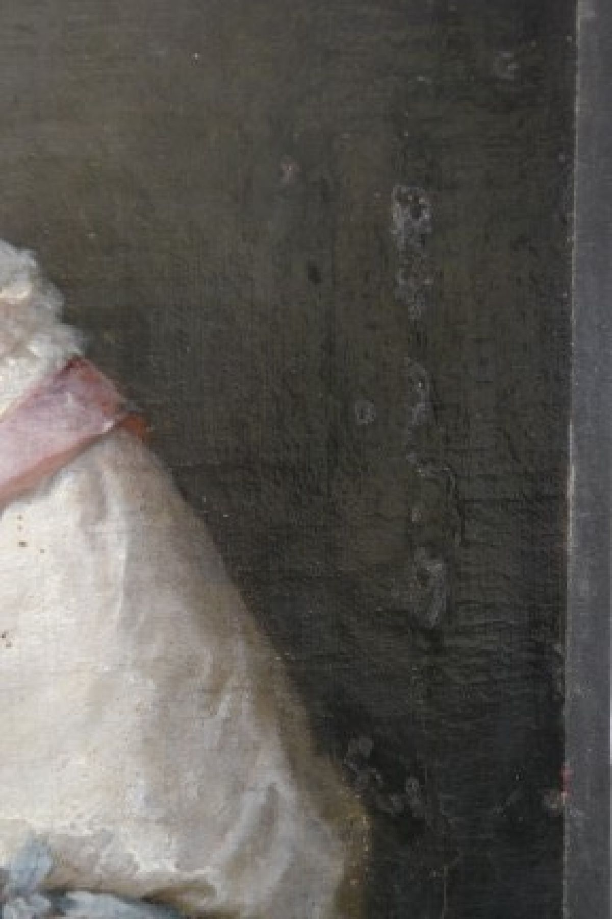Detail g: Porträtist, deutsch, um 1780, feines Porträt einer jungen Dame mit Blumenbuketts im Haar, im Dekolleté und in der Hand, feine lasierende Malerei ...