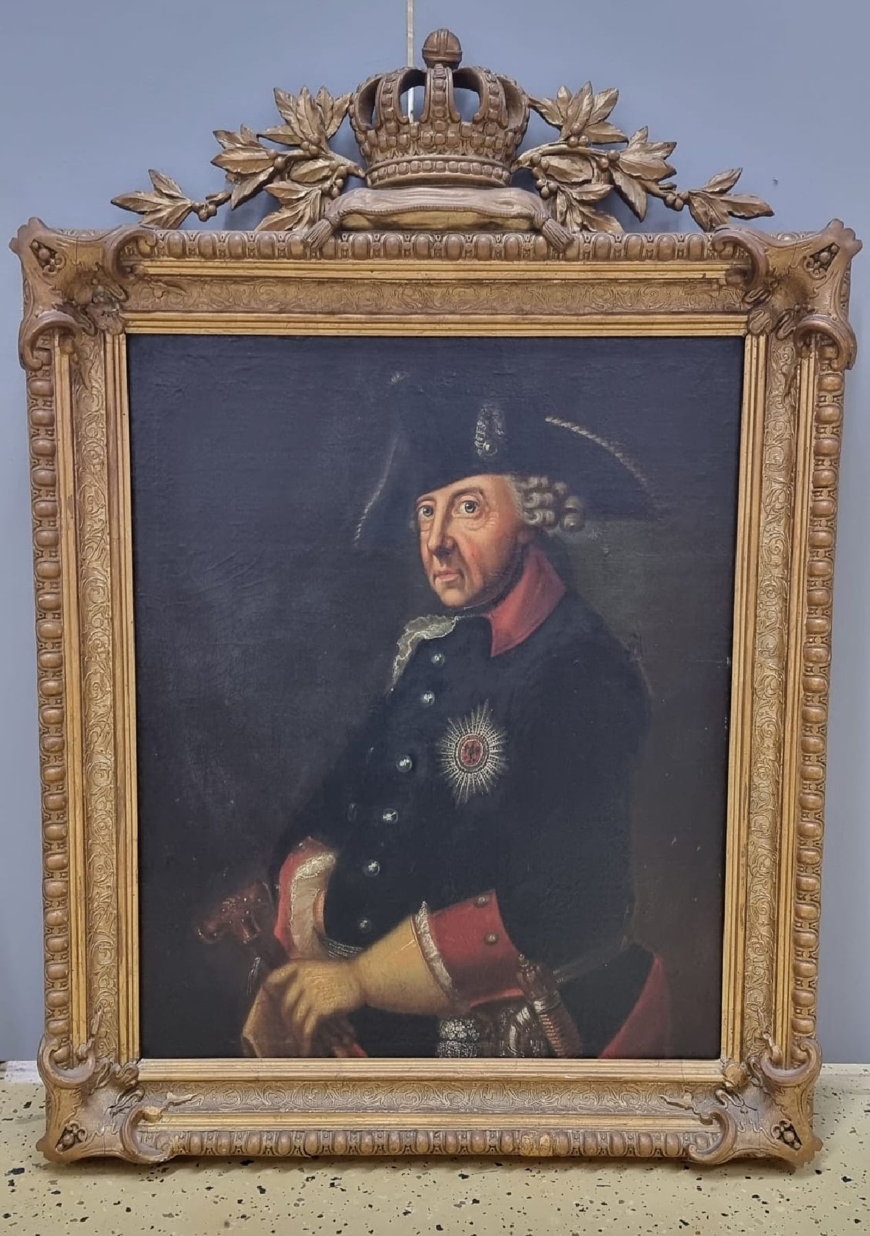 Unbekannter Künstler, um 1910-1930, Porträt des König Friedrich II. genannt der Große oder auch volkstümlich der alte Fritz, Öl/Hartfaser, ...