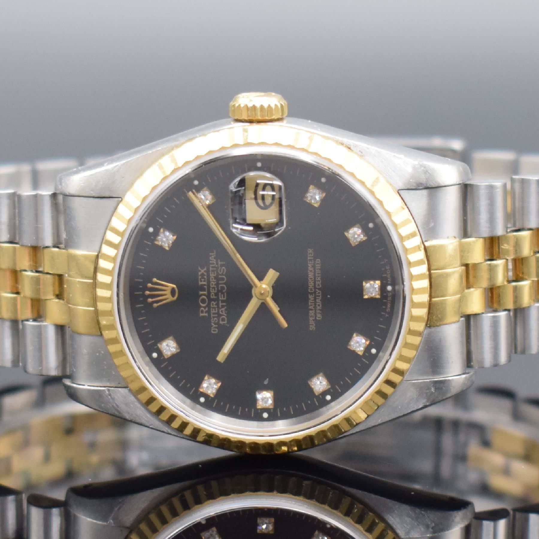 Detail a: ROLEX Oyster Perpetual Datejust Armbanduhr Referenz 16233, Automatik, Chronometer der Superlative in Edelstahl/Gold komb. inkl. Jubileeband, Boden & ...