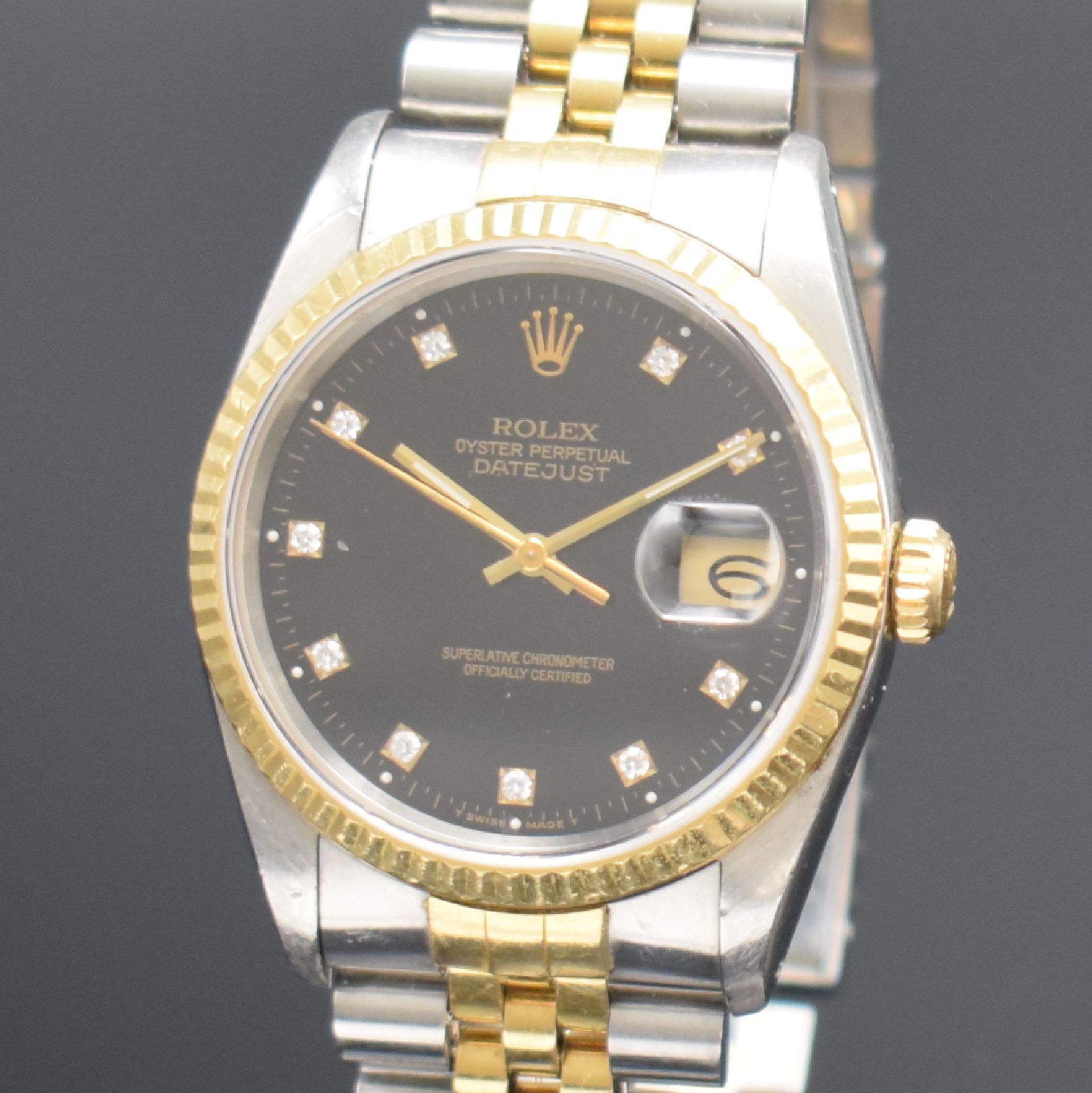 Detail c: ROLEX Oyster Perpetual Datejust Armbanduhr Referenz 16233, Automatik, Chronometer der Superlative in Edelstahl/Gold komb. inkl. Jubileeband, Boden & ...