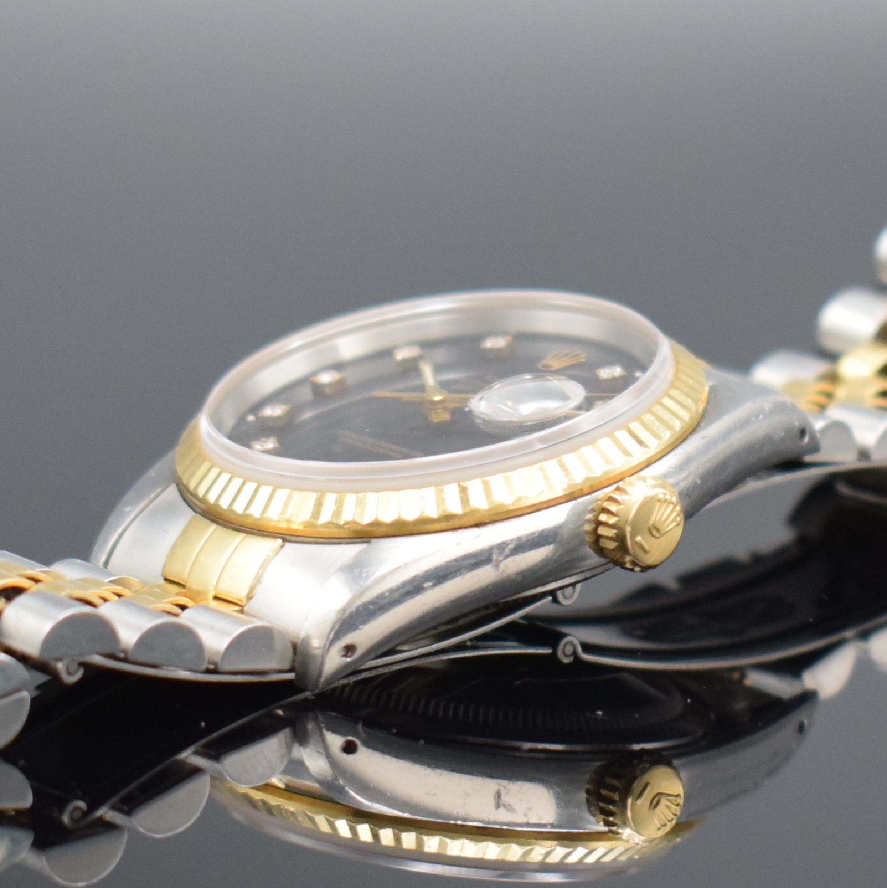 Detail e: ROLEX Oyster Perpetual Datejust Armbanduhr Referenz 16233, Automatik, Chronometer der Superlative in Edelstahl/Gold komb. inkl. Jubileeband, Boden & ...