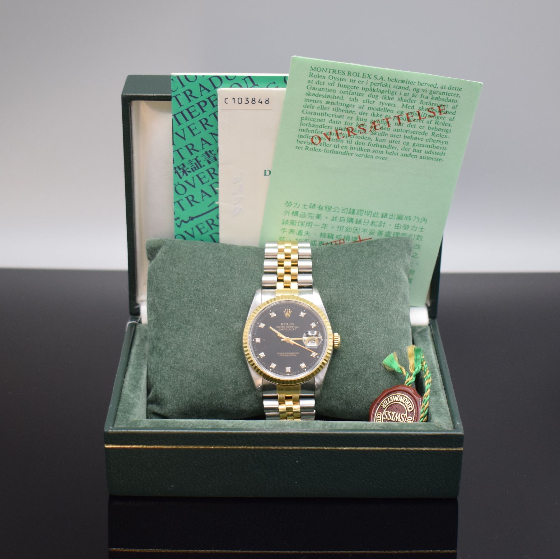 Detail g: ROLEX Oyster Perpetual Datejust Armbanduhr Referenz 16233, Automatik, Chronometer der Superlative in Edelstahl/Gold komb. inkl. Jubileeband, Boden & ...