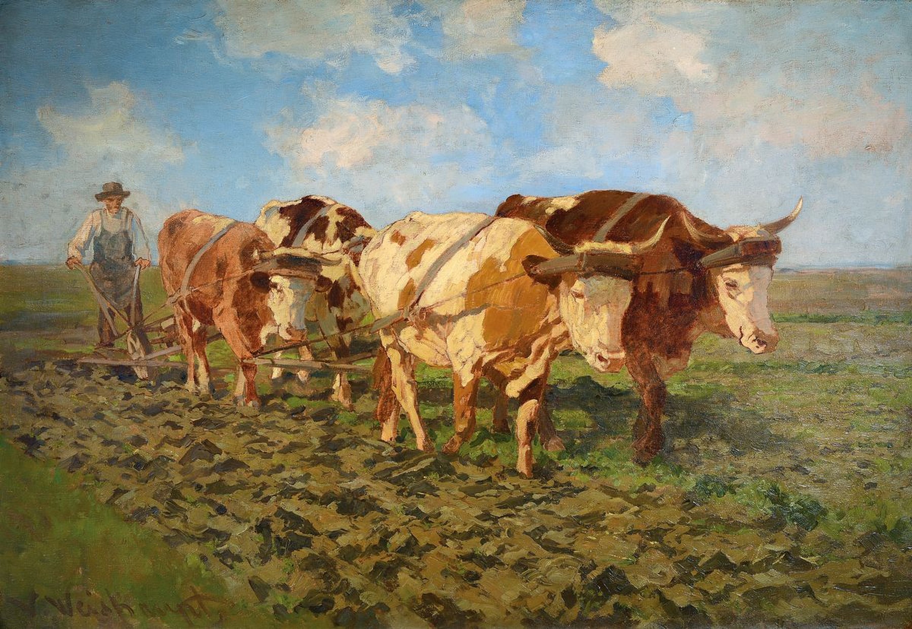 Viktor Weishaupt, 1848 München - 1905 Karlsruhe, Tiermaler, Studium an der Akademie München bei Wilhelm v. Dietz, Zügel-Nachfolger an der Akademie ...