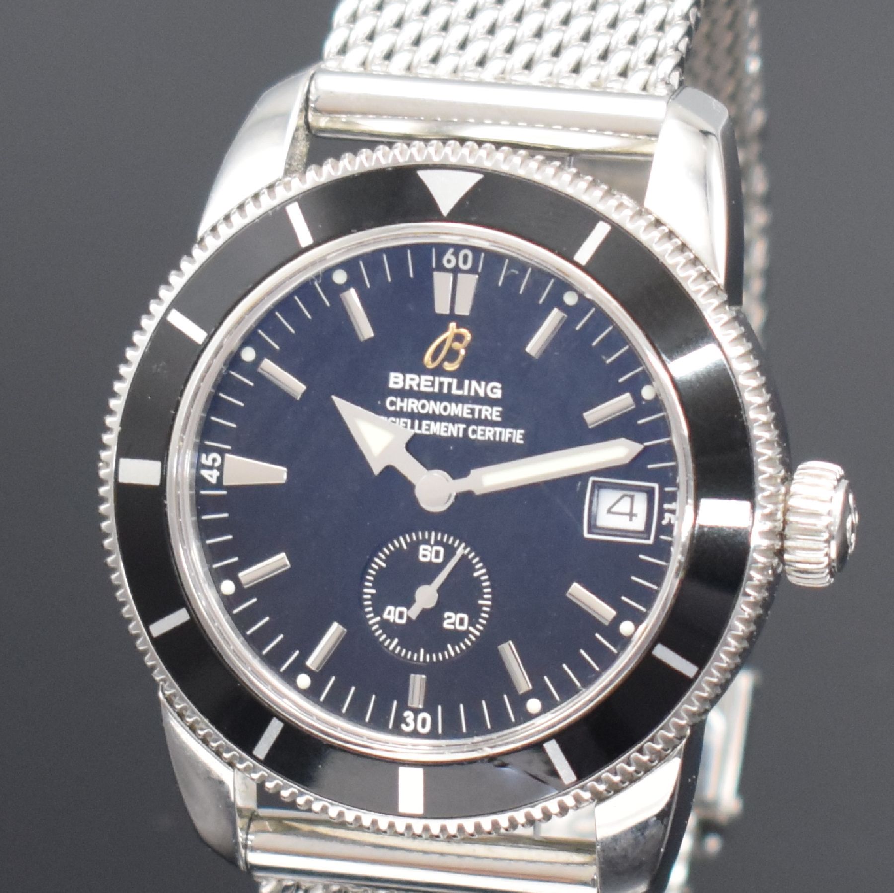 Detail a: BREITLING Super Ocean Heritage 38 Chronometer Armbanduhr Referenz A37320, Schweiz um 2010, Edelstahl inkl. Edelstahlband m. Faltschl., Saphirglas ...