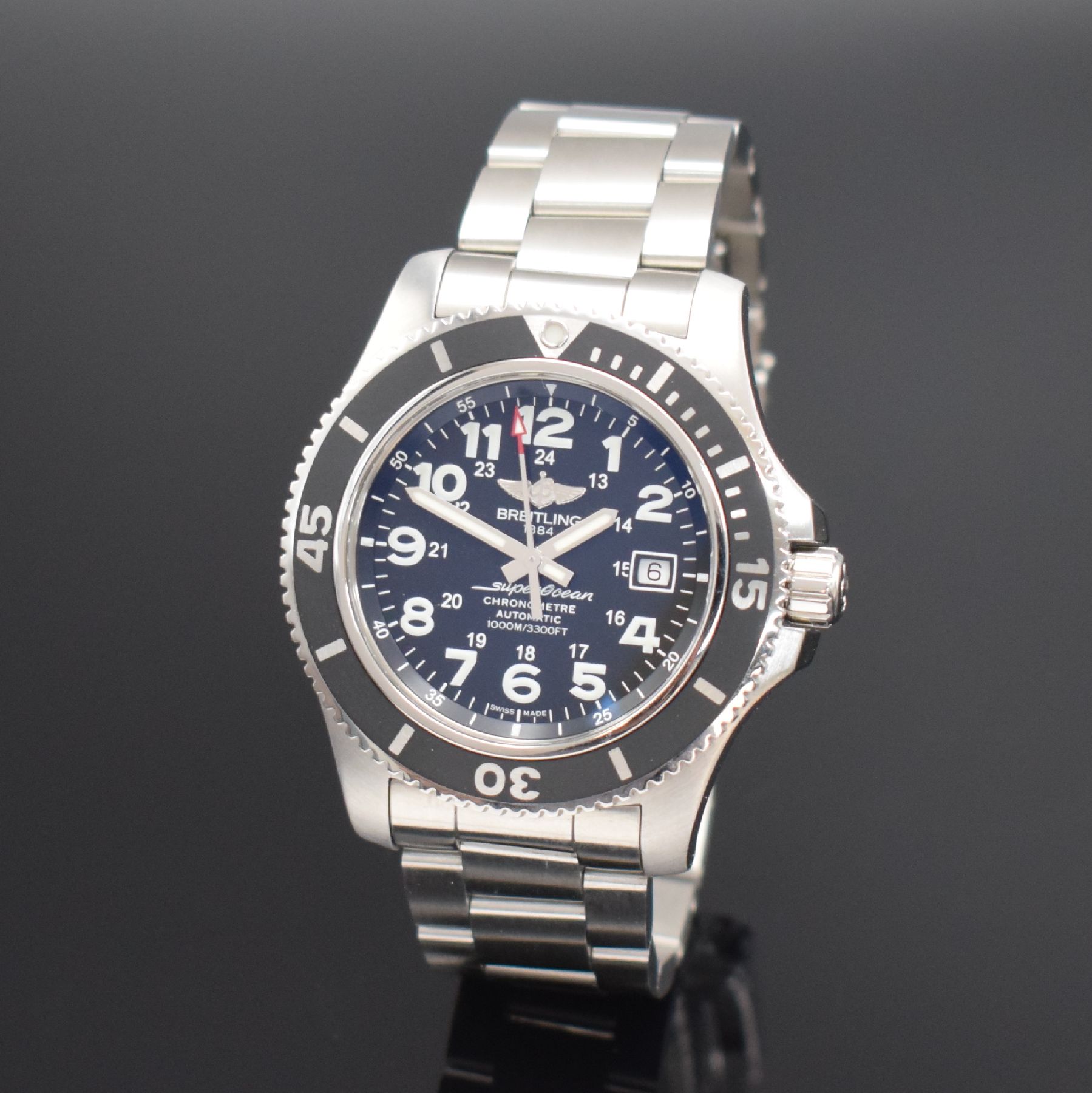 BREITLING Herrenarmbanduhr Superocean II Referenz A17392, Automatik, Schweiz um 2017, Chronometer in Edelstahl inkl. Gliederband m. Faltschl., Boden ...