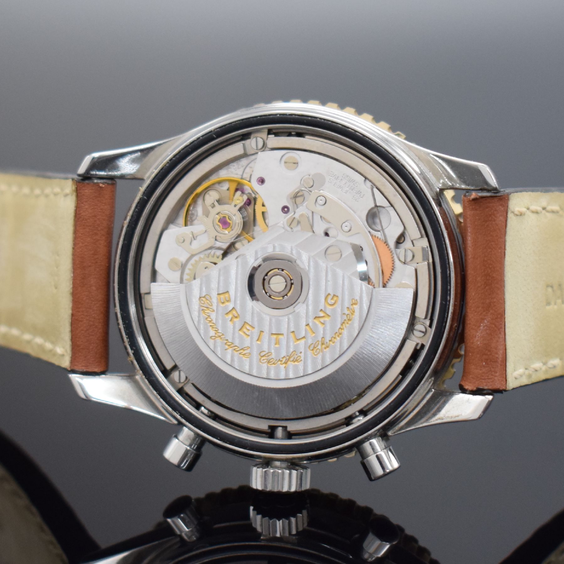 Detail g: BREITLING Old Navitimer Armbandchronograph Referenz D13322, Automatik, Schweiz um 2000, Edelstahl/Gold kombiniert, Boden verschr., blaues ...