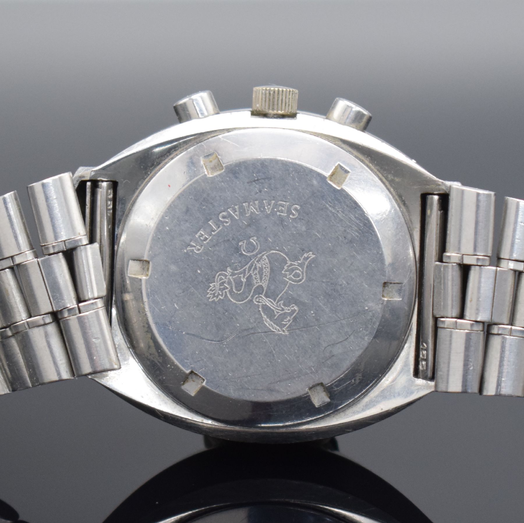 Detail e: OMEGA Speedmaster Professional Mark III Armbandchronograph Referenz 176.002, Schweiz um 1972, Automatik, massives Edelstahlgeh., Boden m. ...