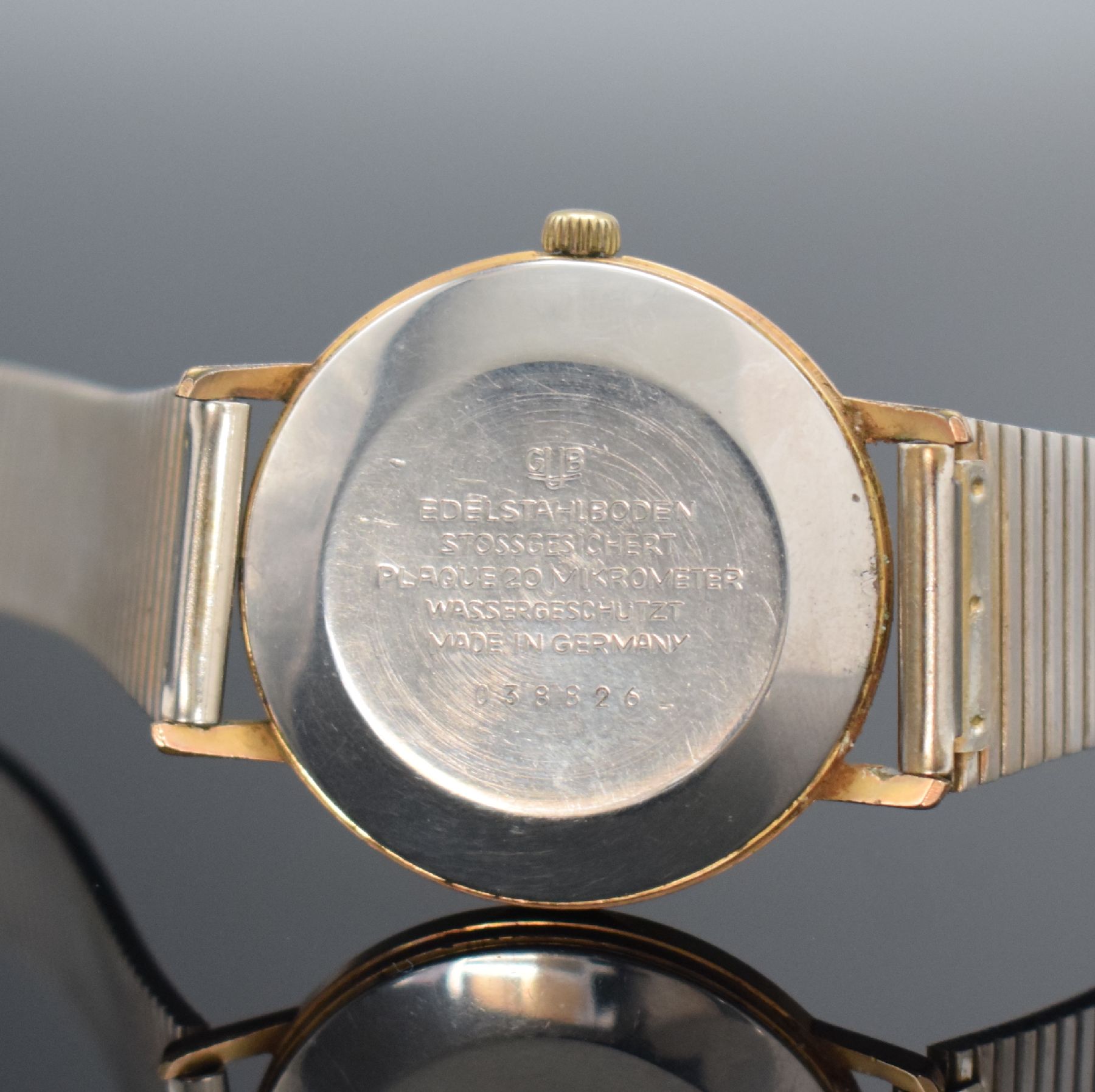 Detail c: GLASHÜTTE / GUB 3 vergoldete Armbanduhren, Deutschland 1960er Jahre, alle Automatik, 2x Böden aufgedr., 1x Boden verschr., silb. Zifferblätter m. ...