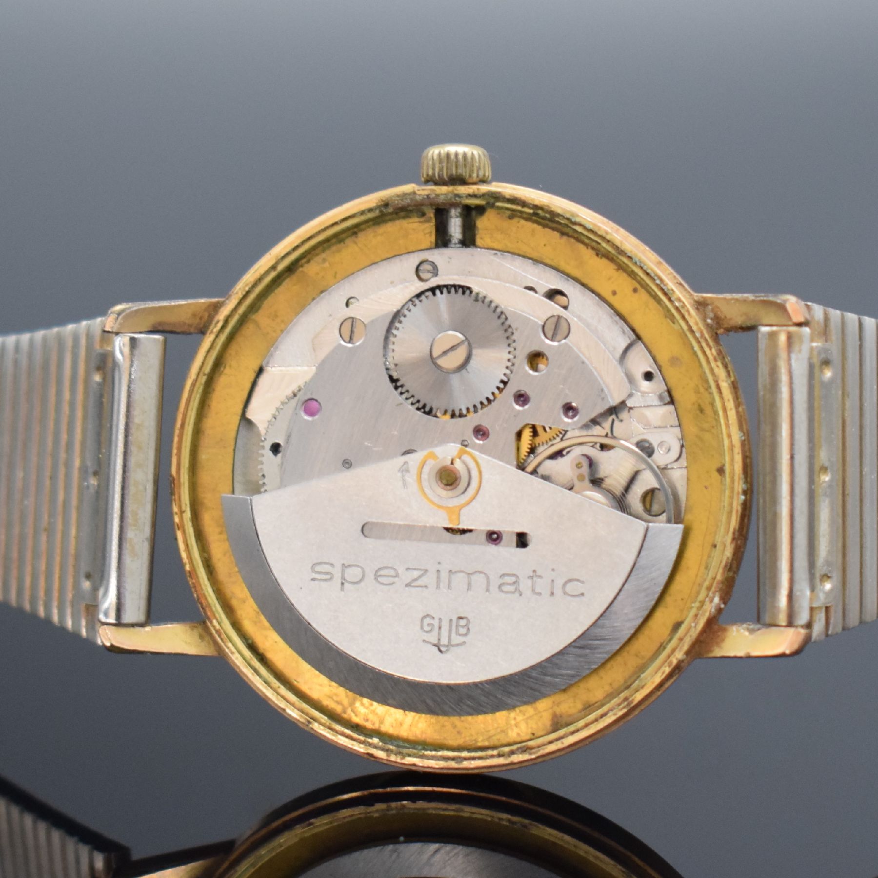 Detail d: GLASHÜTTE / GUB 3 vergoldete Armbanduhren, Deutschland 1960er Jahre, alle Automatik, 2x Böden aufgedr., 1x Boden verschr., silb. Zifferblätter m. ...
