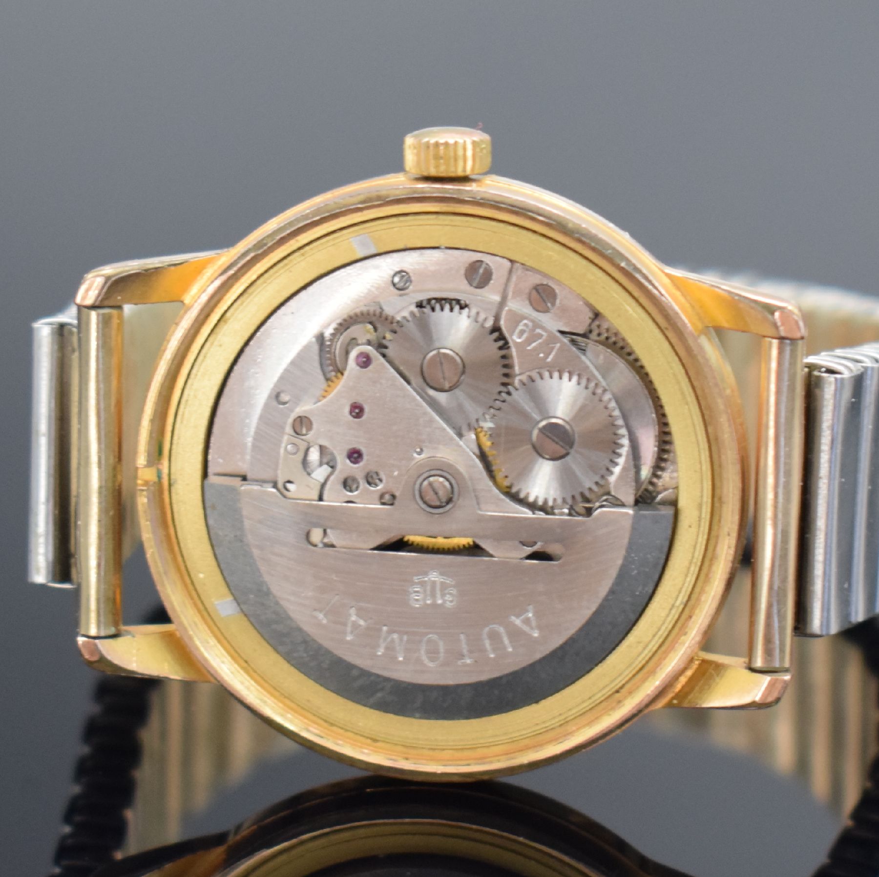 Detail l: GLASHÜTTE / GUB 3 vergoldete Armbanduhren, Deutschland 1960er Jahre, alle Automatik, 2x Böden aufgedr., 1x Boden verschr., silb. Zifferblätter m. ...