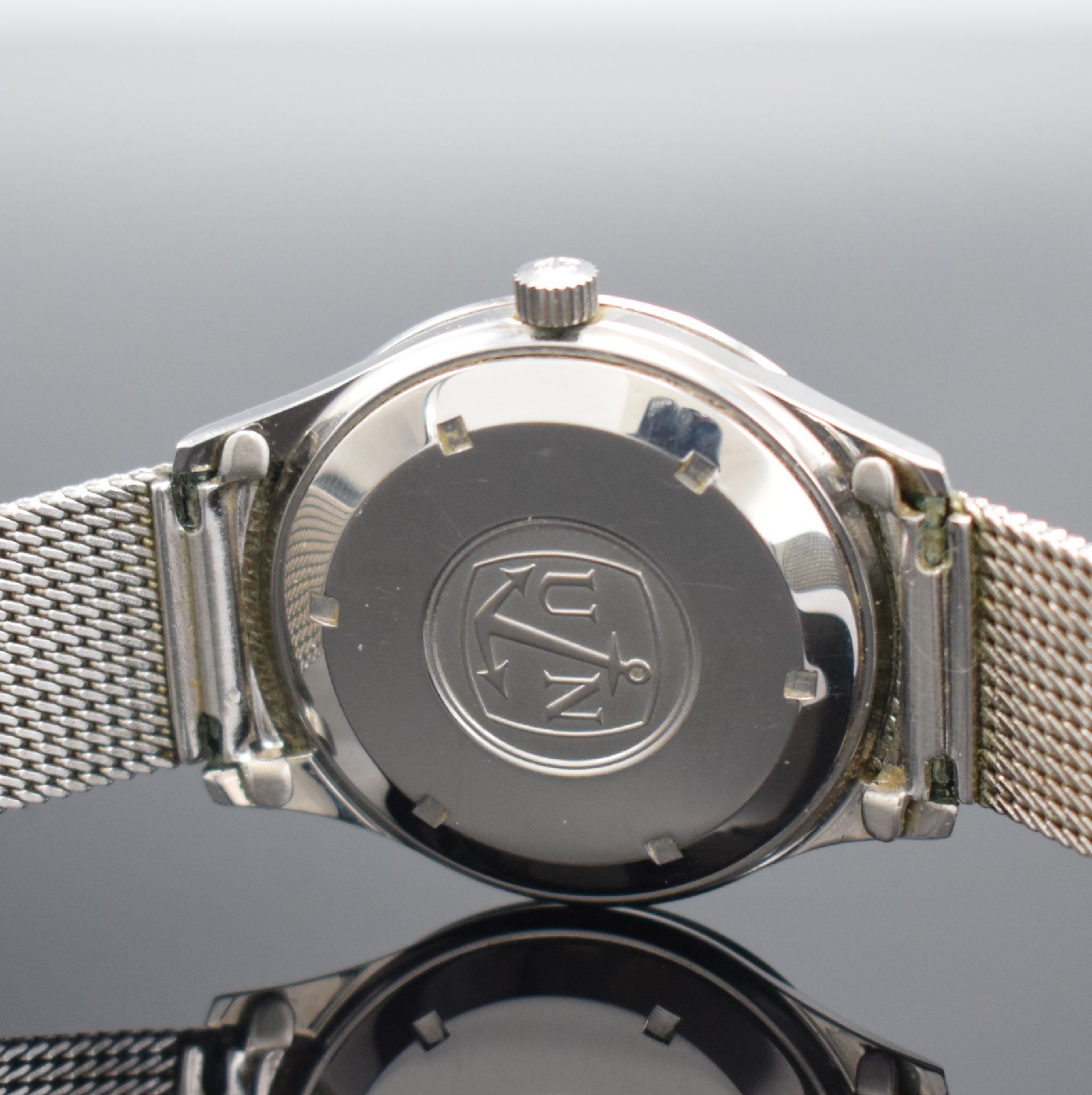 Detail f: ULYSSE NARDIN Chronometer Herrenarmbanduhr 36000, Automatik, Edelstahlgeh. inkl. orig. Stahlband, Boden verschr., silb. Zifferbl. m. aufges. ...