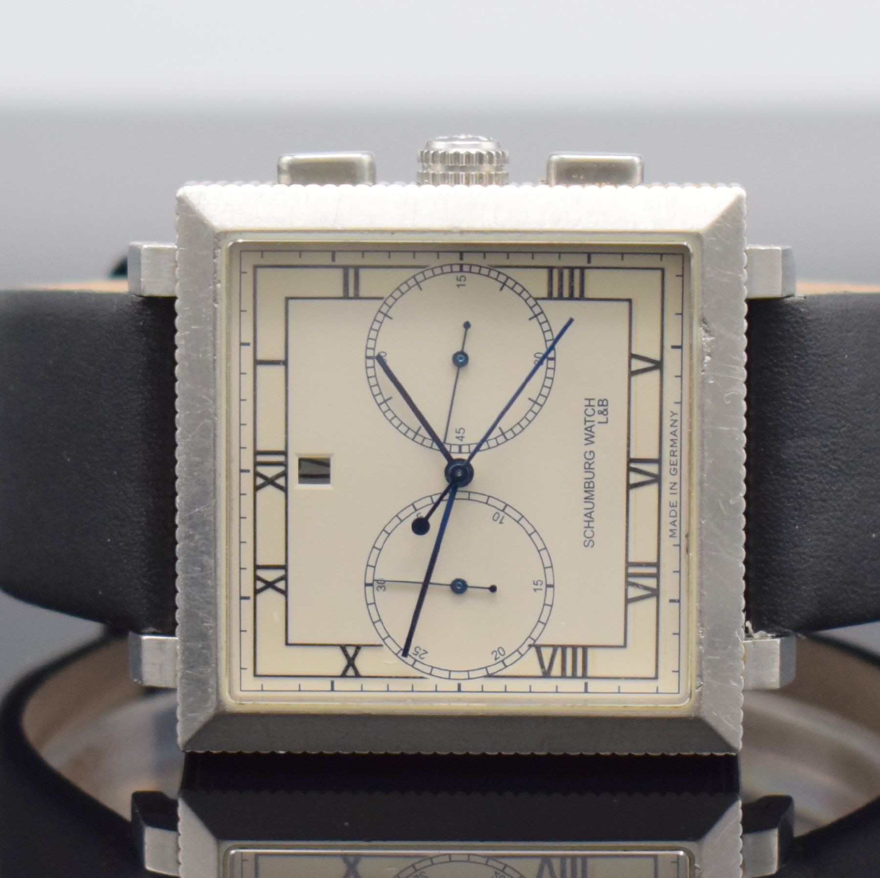 Detail a: LINDBURGH & BENSON / SCHAUMBURG Watch Armbandchronograph, Automatik, Deutschland um 2007, massiv Edelstahlgeh., matt., beids. vergl., Boden 12-fach ...