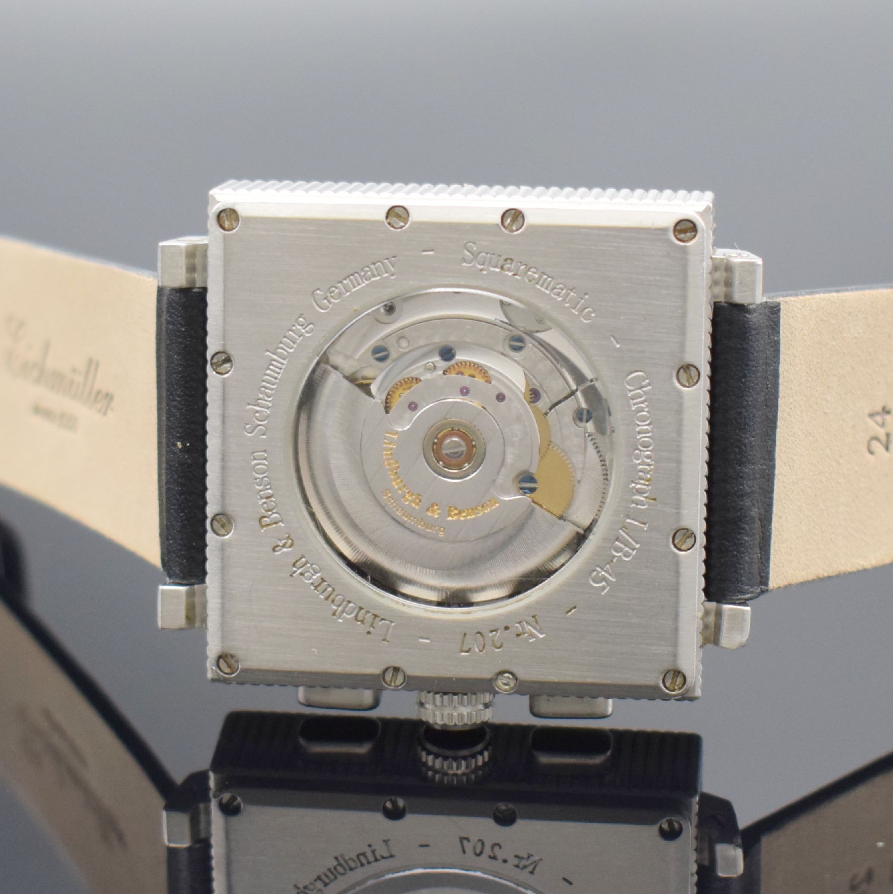 Detail f: LINDBURGH & BENSON / SCHAUMBURG Watch Armbandchronograph, Automatik, Deutschland um 2007, massiv Edelstahlgeh., matt., beids. vergl., Boden 12-fach ...