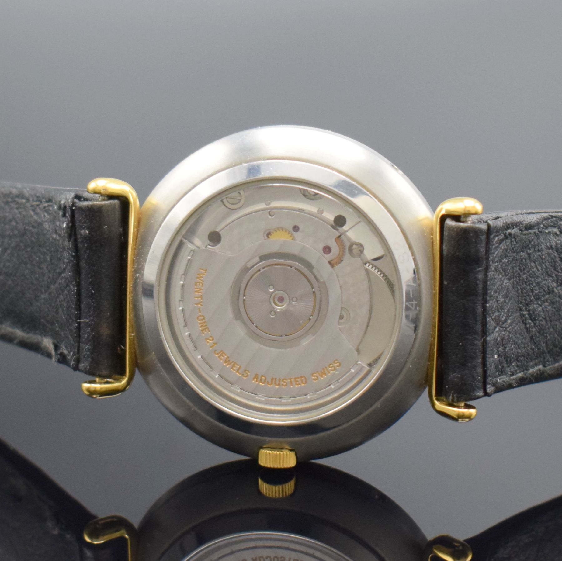 Detail g: CHRONOSWISS / KELEK Armbanduhr mit Kalender inklusive Mondphase, Schweiz um 1987, Automatik, Edelstahl/Gold komb., vergl. Boden aufgedr., angesetzt. ...