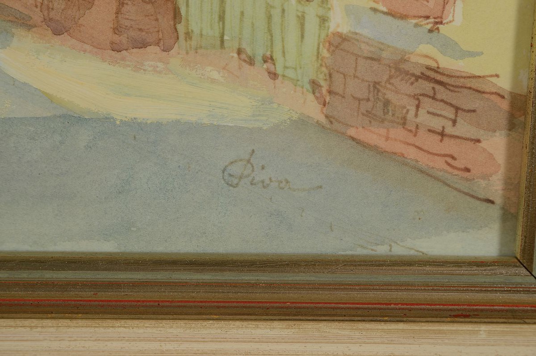 Detail a: Franz Joseph Pira, Künstler des 20.Jh., Alte Kirchstraße in Schriesheim, so verso bez., rechts unten signiert, Aquarell/Papier, unter Glas gerahmt, ...