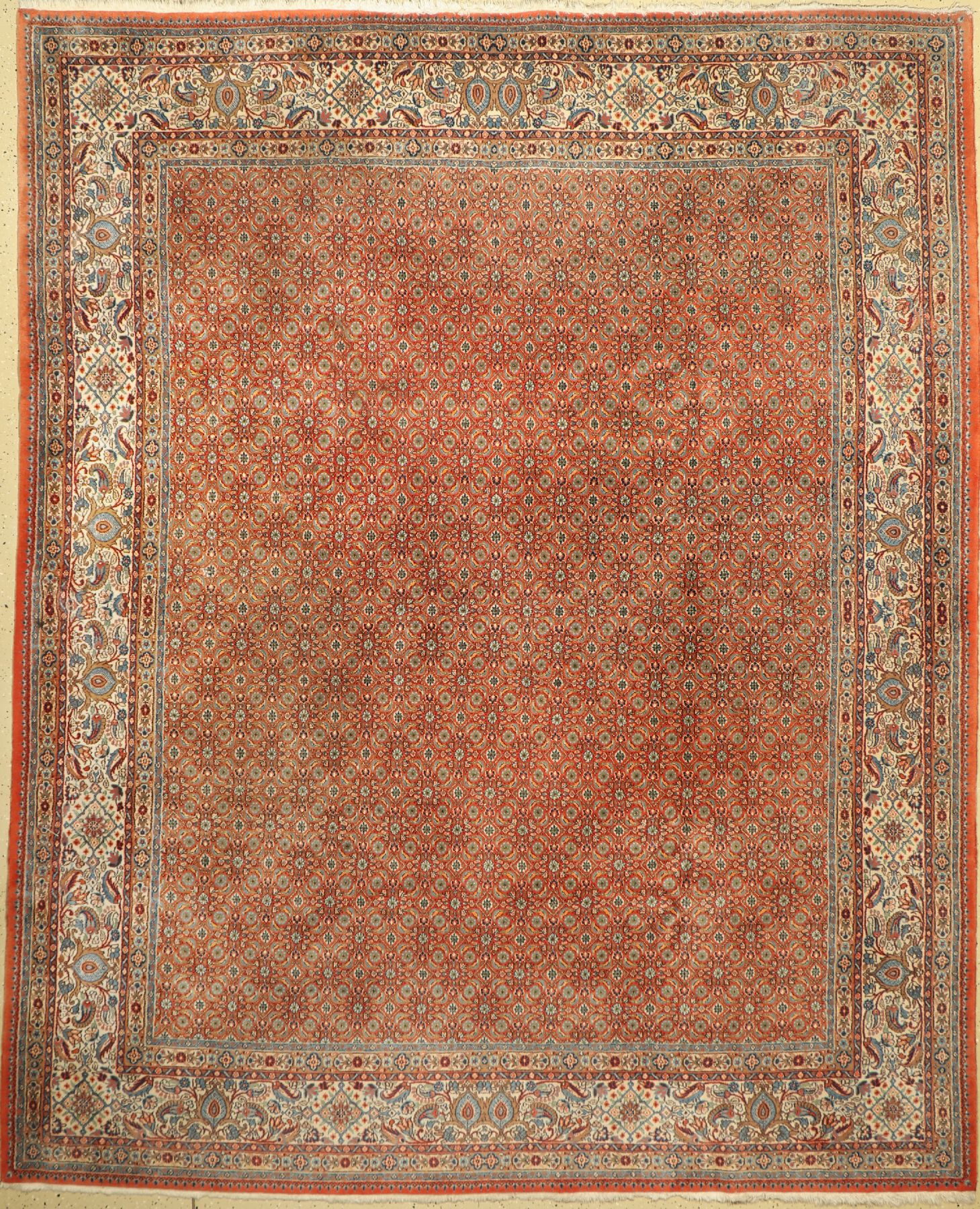 Mud fein, Persien, ca. 40 Jahre, Korkwolle mit Seide, ca. 300 x 244 cm, EHZ: 2-3