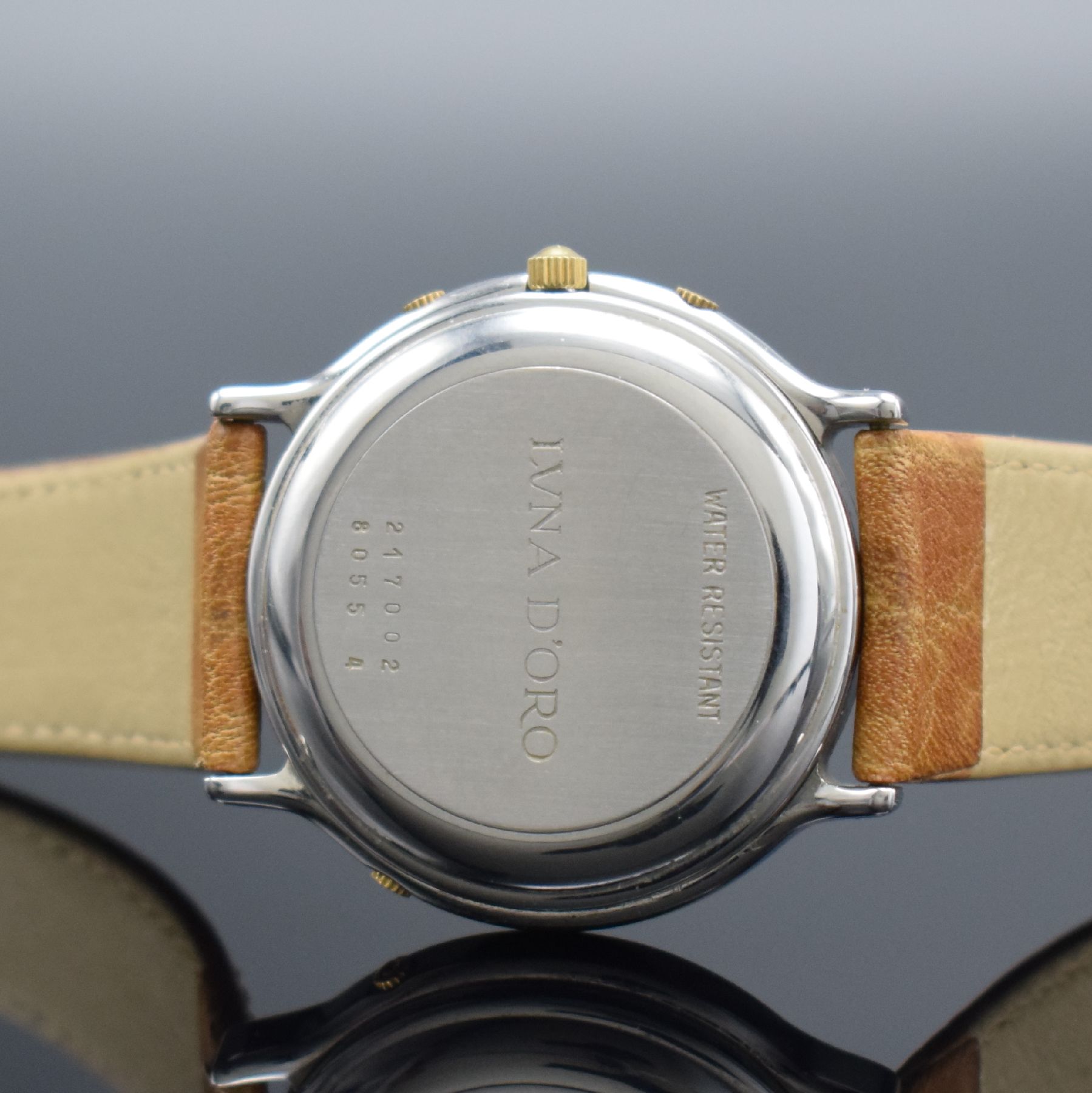 Detail g: CHOPARD Luna D'Oro Armbanduhr mit Vollkalender Referenz 8055 4, Schweiz um 1995, Automatik, 2-teil. Gehäuse in Edelstahl/Gold, Boden aufgedr., ...